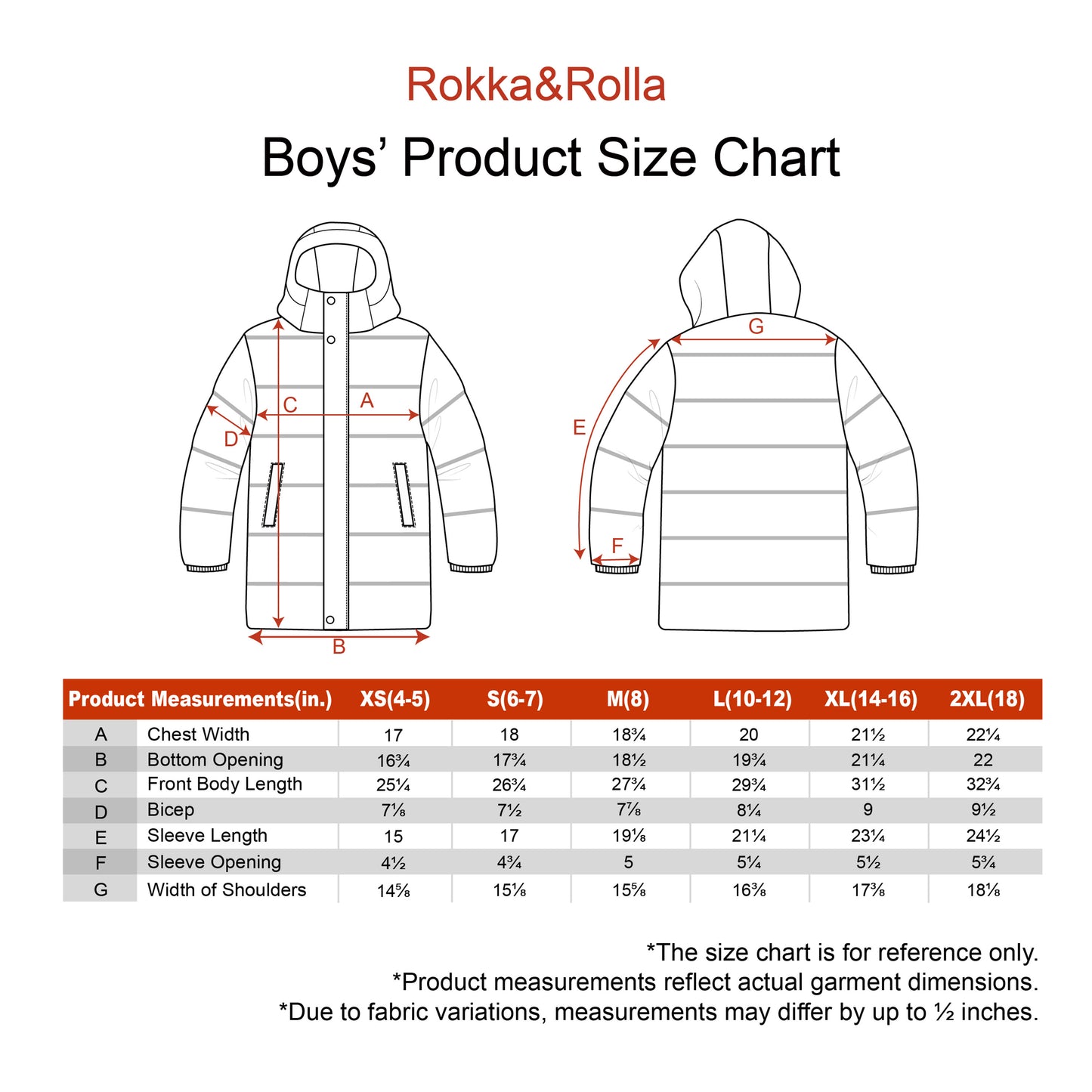 Rokka&Rolla Boys Long Seamless Puffer Jacket Fleece Lining Winter Coat - Black