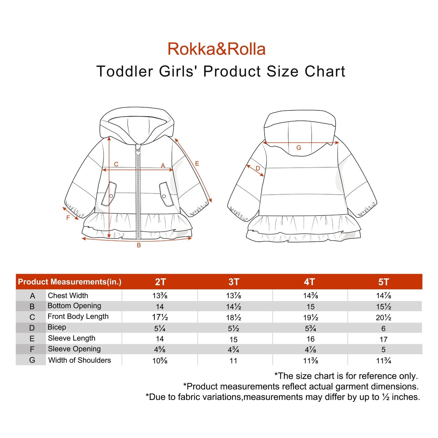 Toddler Girls Ruffle Hem Hooded Fleece Lined Puffer Jacket - Pink