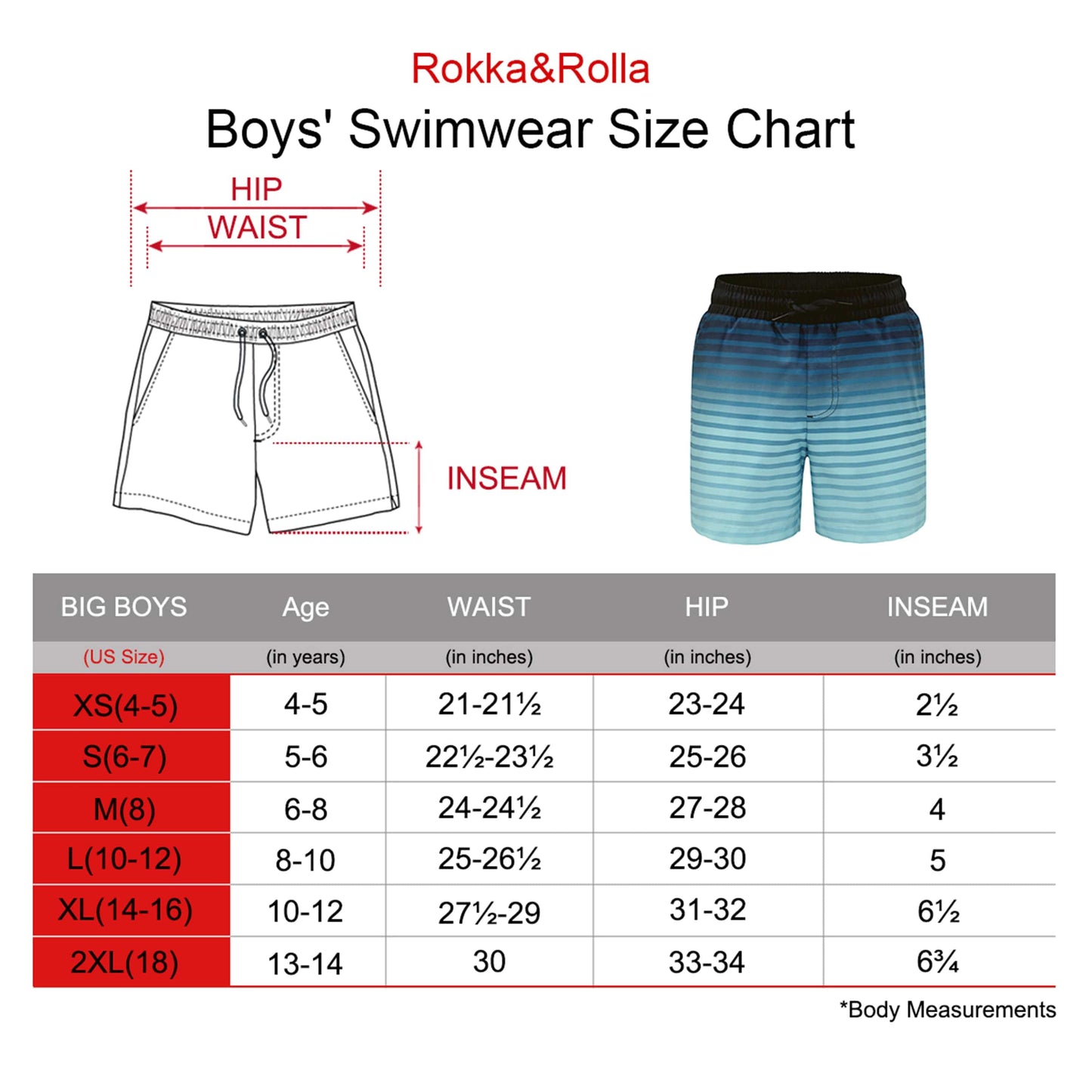 Boy‘s Compression Liner Swim Trunks Quick Dry Bathing Suit Swimwear Rokka & Rolla