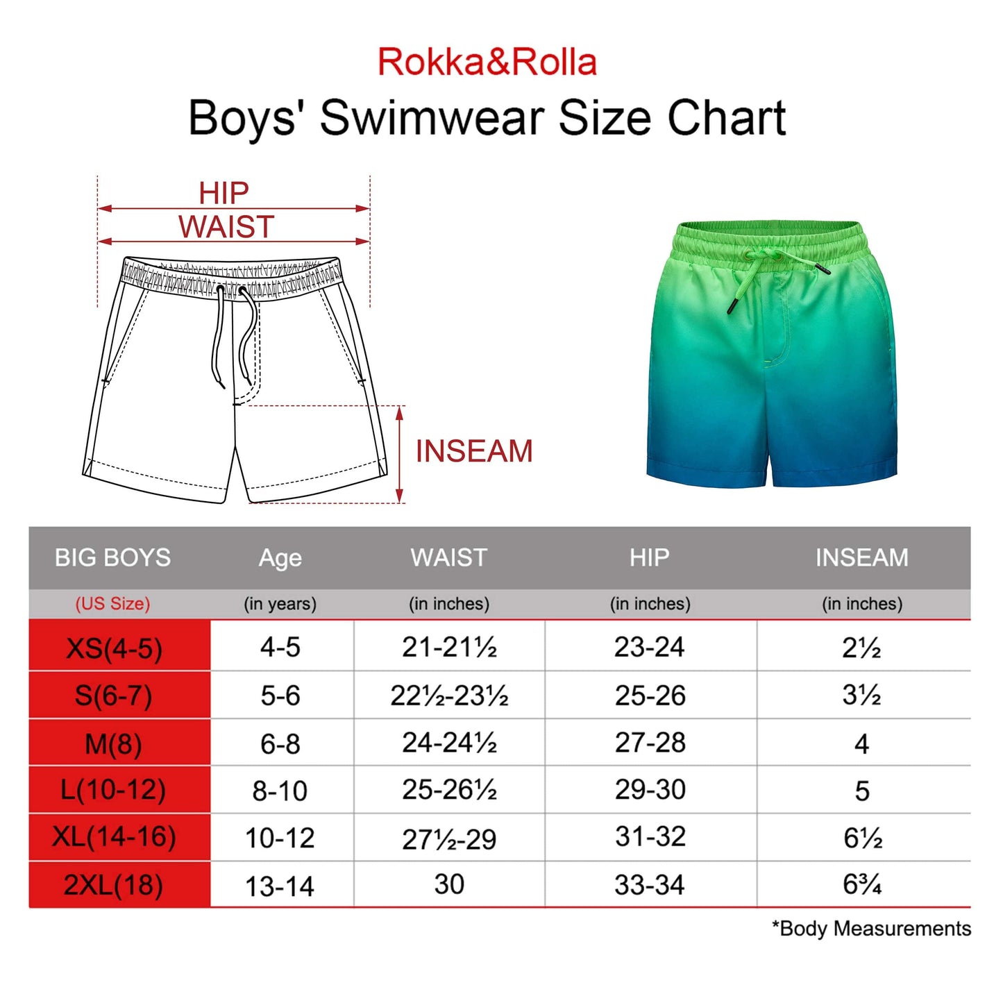Boys' Compression Liner Swim Trunks Quick Dry Bathing Suit Swimwear Rokka & Rolla
