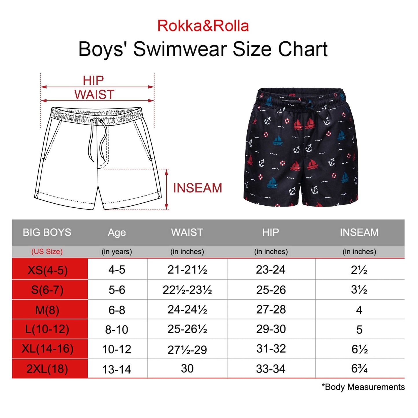 Boys' Compression Liner Swim Trunks Quick Dry Bathing Suit Swimwear Rokka & Rolla