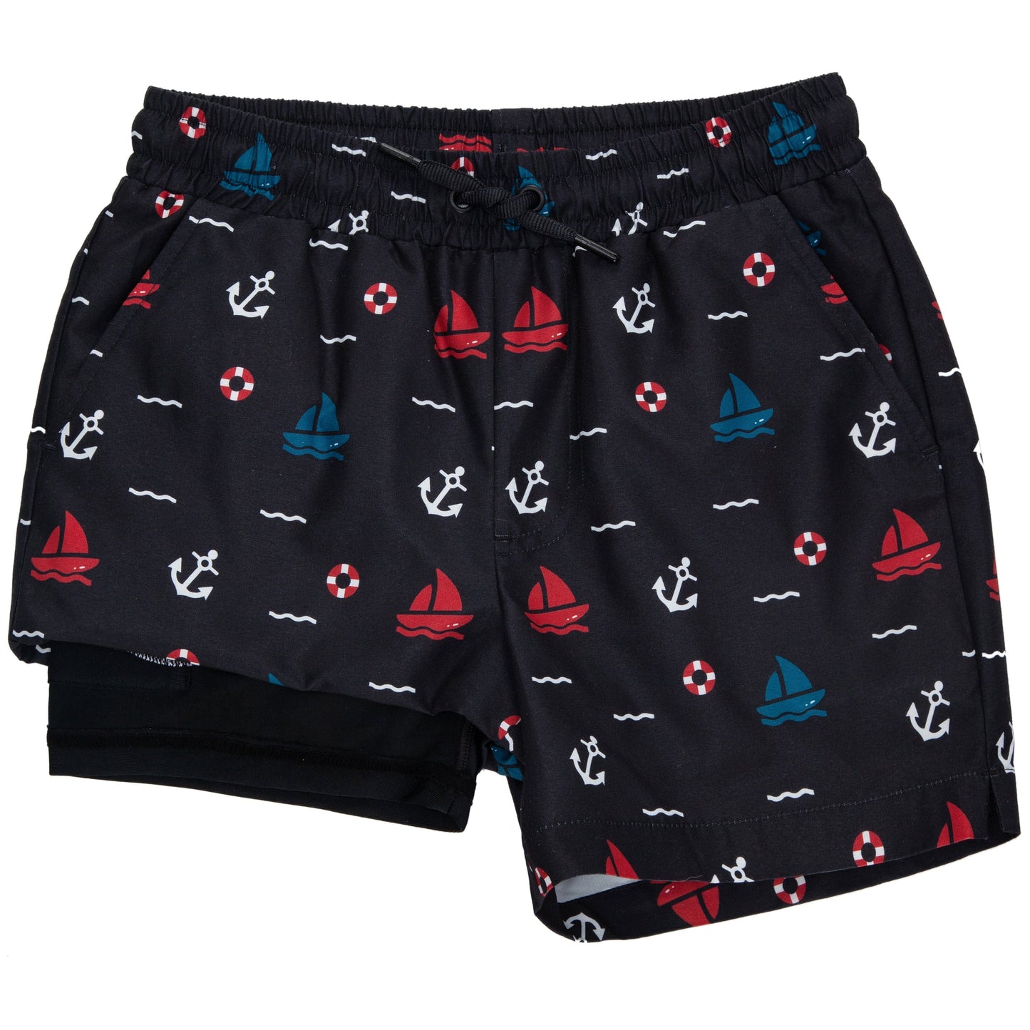 Boys' Compression Liner Swim Trunks Quick Dry Bathing Suit Swimwear XS / Black Anchor Rokka & Rolla