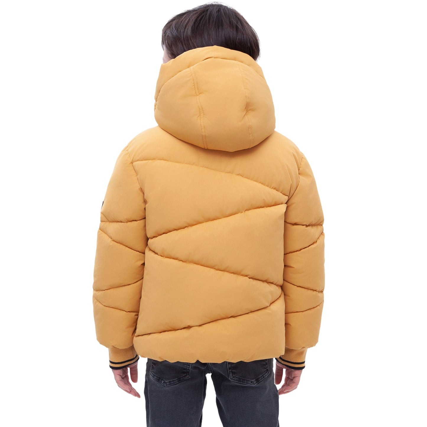 Boys' Hooded Puffer Jacket Water Resistant Warm Insulated Winter Coat - Amber Yellow Coats & Jackets Rokka&Rolla
