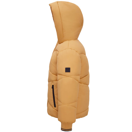 Boys' Hooded Puffer Jacket Water Resistant Warm Insulated Winter Coat - Amber Yellow Coats & Jackets Rokka&Rolla