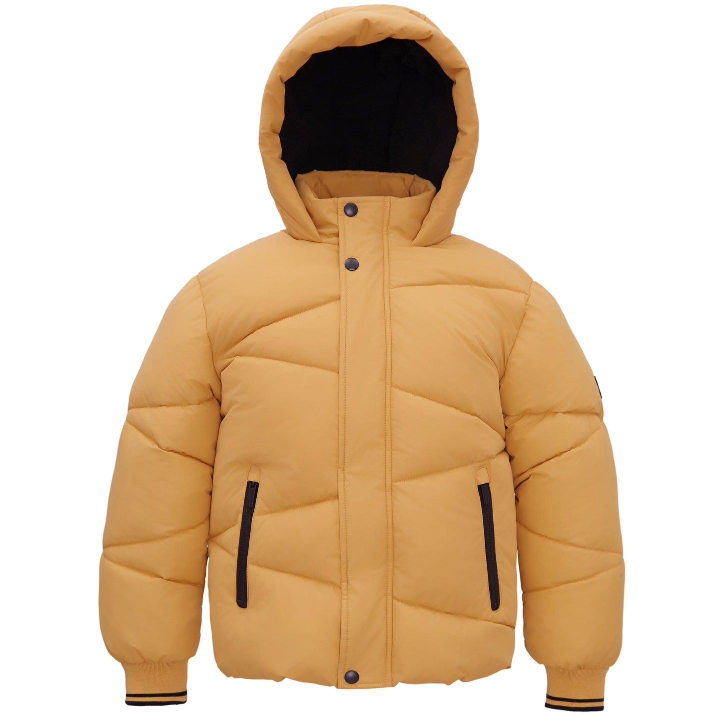 Boys' Hooded Puffer Jacket Water Resistant Warm Insulated Winter Coat - Amber Yellow Coats & Jackets XS Rokka&Rolla