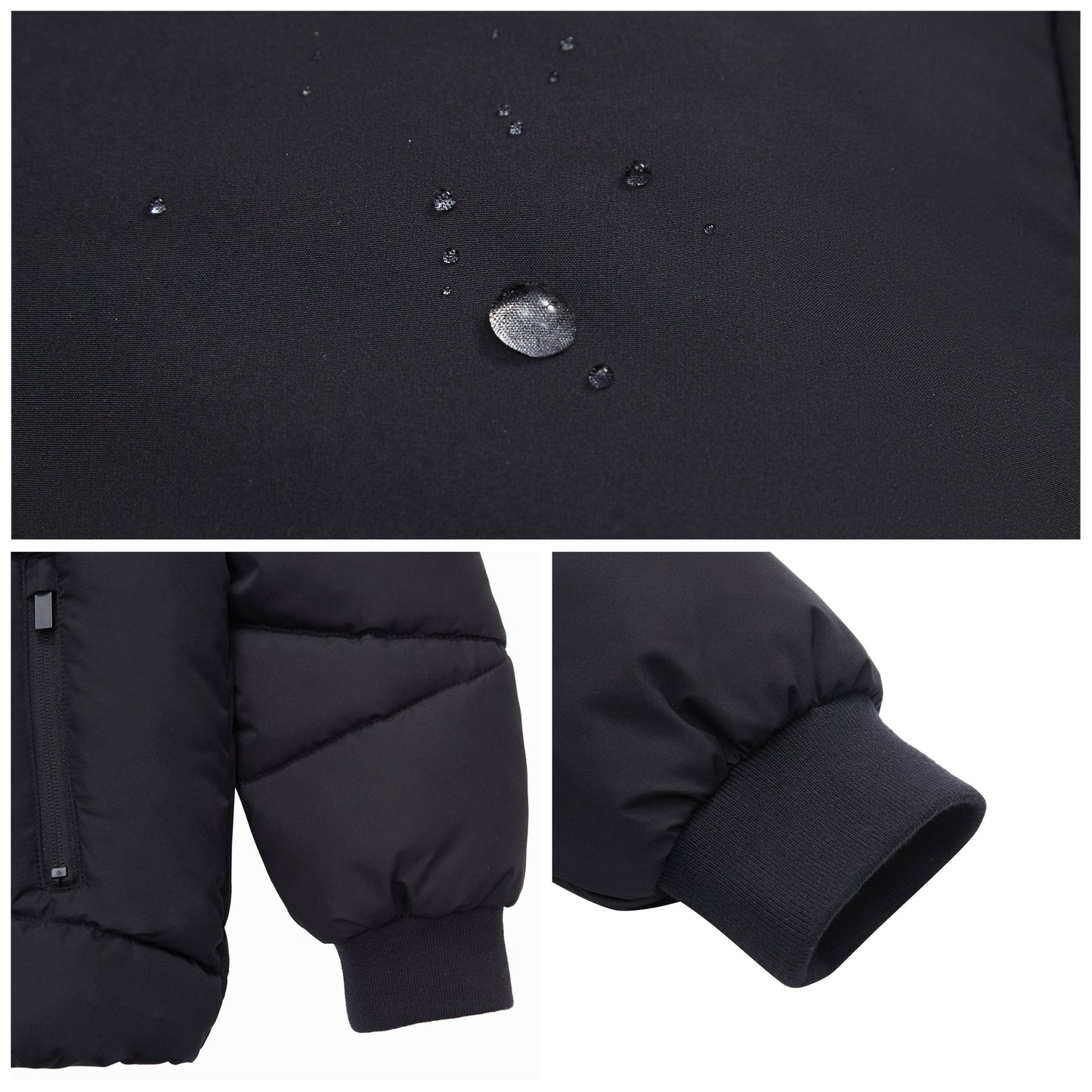 Boys' Hooded Puffer Jacket Water Resistant Warm Insulated Winter Coat - Black Coats & Jackets Rokka&Rolla