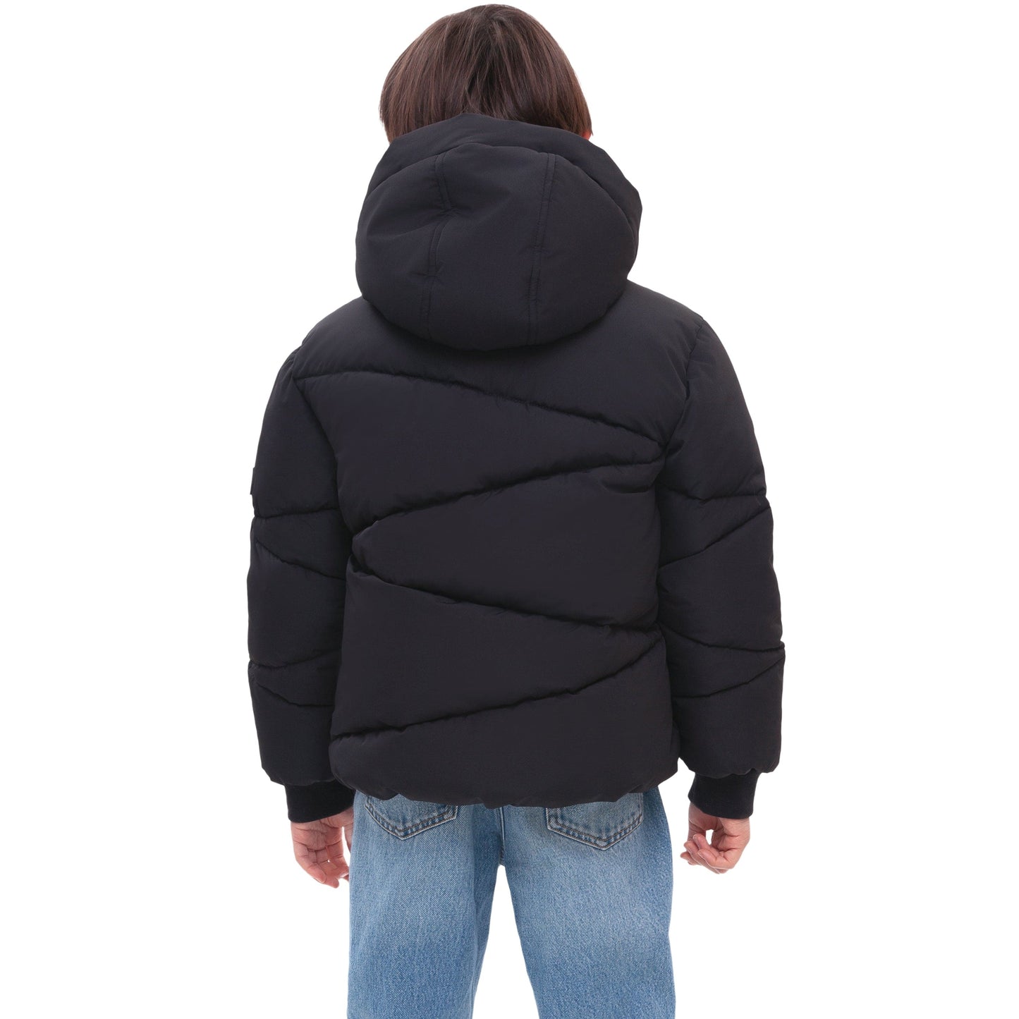 Boys' Hooded Puffer Jacket Water Resistant Warm Insulated Winter Coat - Black Coats & Jackets Rokka&Rolla