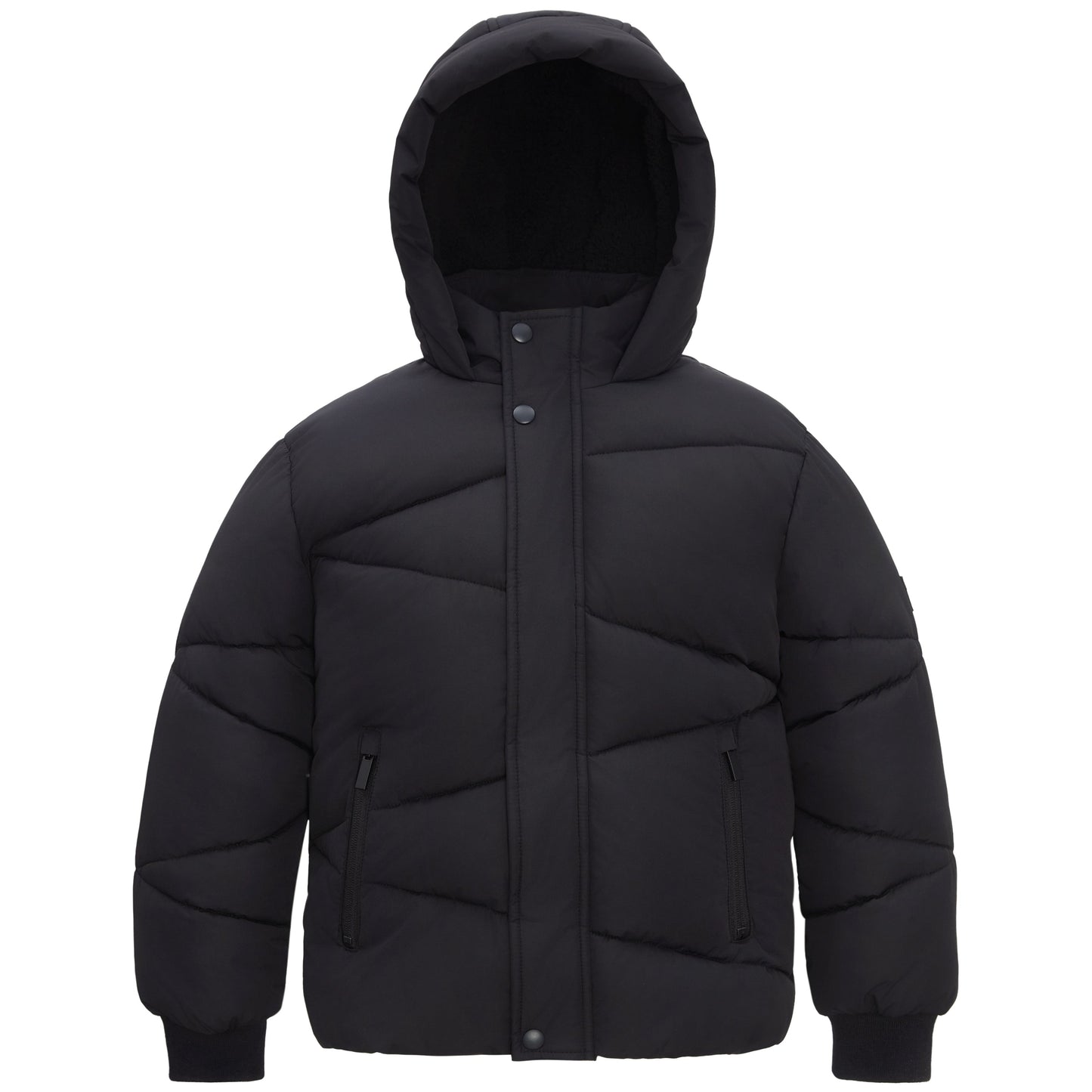 Boys' Hooded Puffer Jacket Water Resistant Warm Insulated Winter Coat - Black Coats & Jackets XS Rokka&Rolla