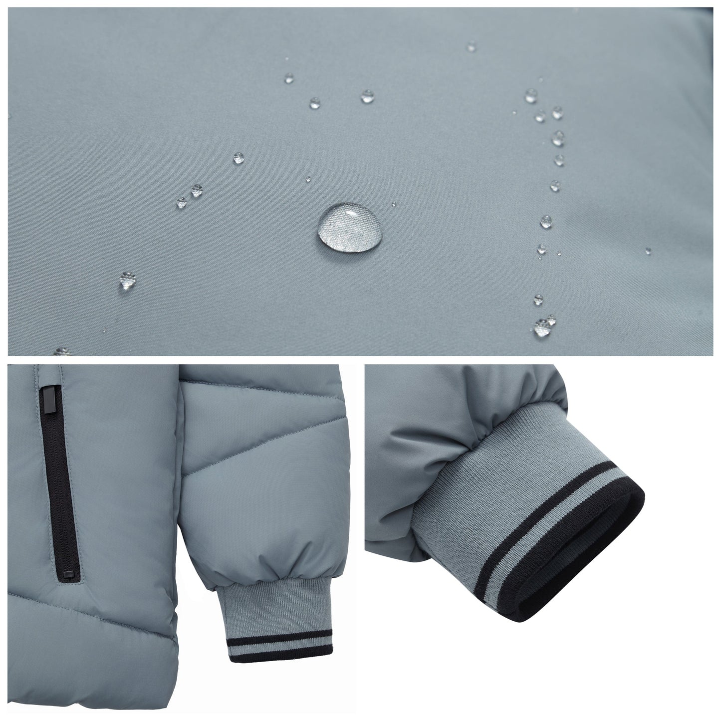 Boys' Hooded Puffer Jacket Water Resistant Warm Insulated Winter Coat - Slate Green Coats & Jackets Rokka&Rolla