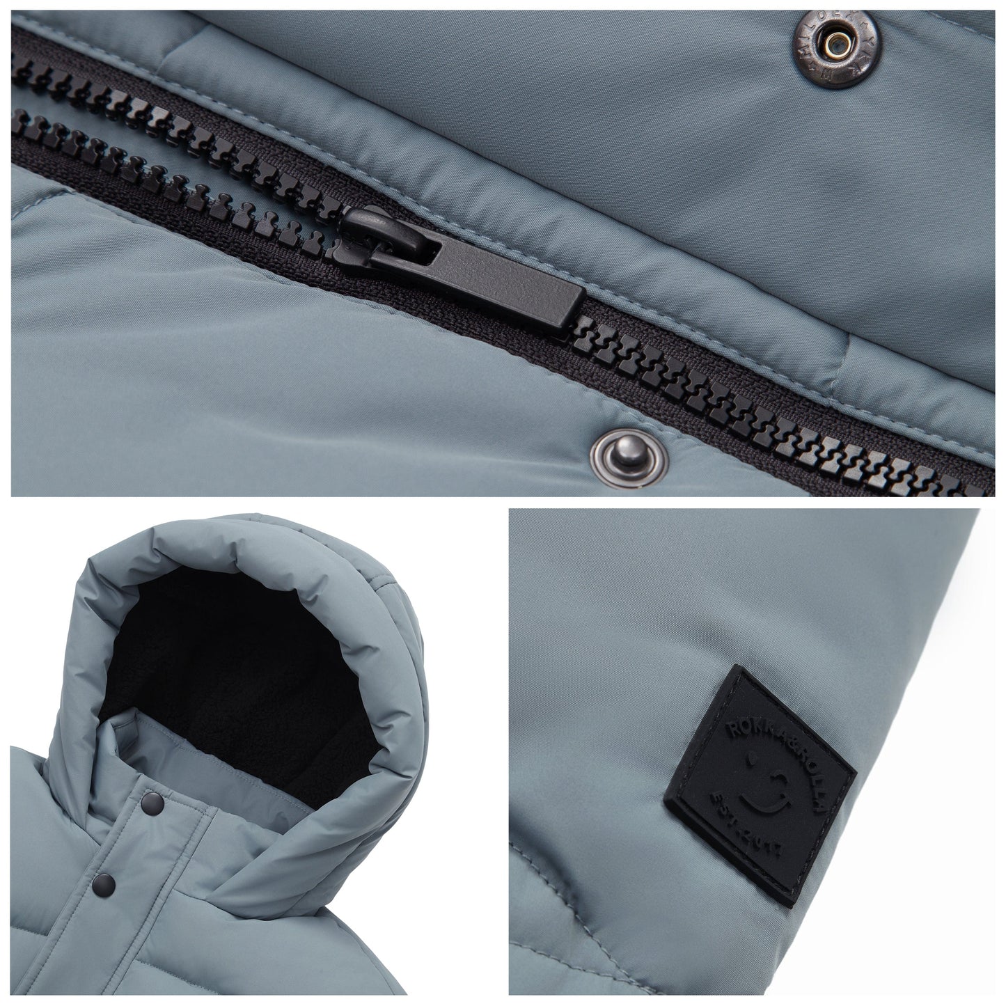 Boys' Hooded Puffer Jacket Water Resistant Warm Insulated Winter Coat - Slate Green Coats & Jackets Rokka&Rolla