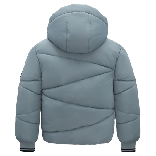 Boys' Hooded Puffer Jacket Water Resistant Warm Insulated Winter Coat - Slate Green Coats & Jackets Rokka&Rolla