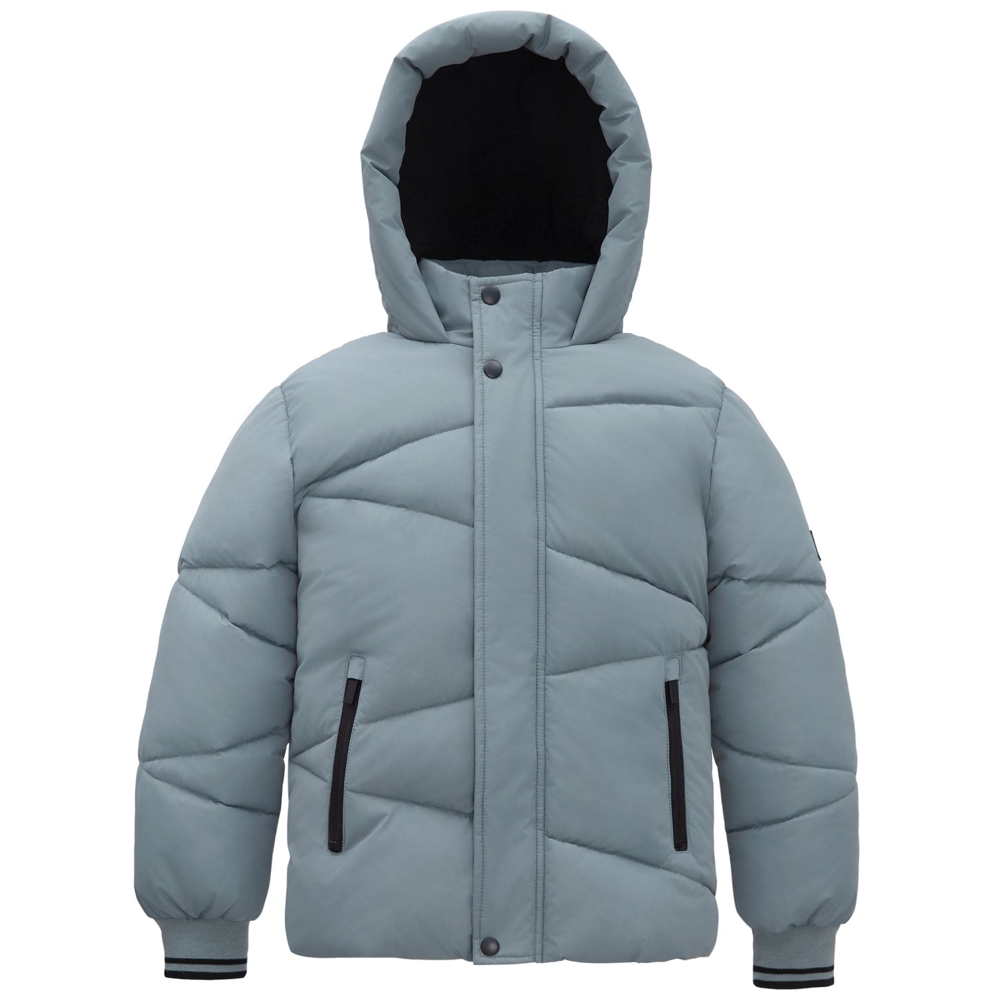 Boys' Hooded Puffer Jacket Water Resistant Warm Insulated Winter Coat - Slate Green Coats & Jackets XS Rokka&Rolla