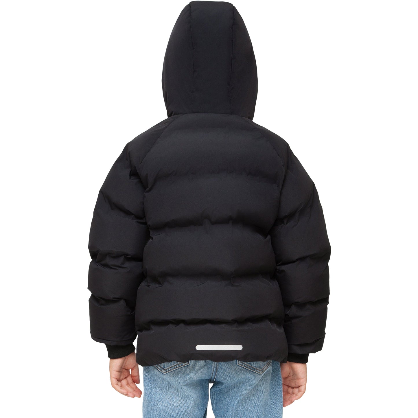 Boys Hooded Puffer Jacket with Reflective Detail Fleece Lined Youth Winter Coat - Black Coats & Jackets Rokka&Rolla