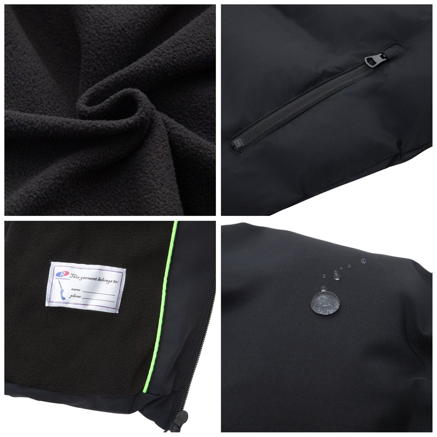 Boys Hooded Puffer Jacket with Reflective Detail Fleece Lined Youth Winter Coat - Black Coats & Jackets Rokka&Rolla