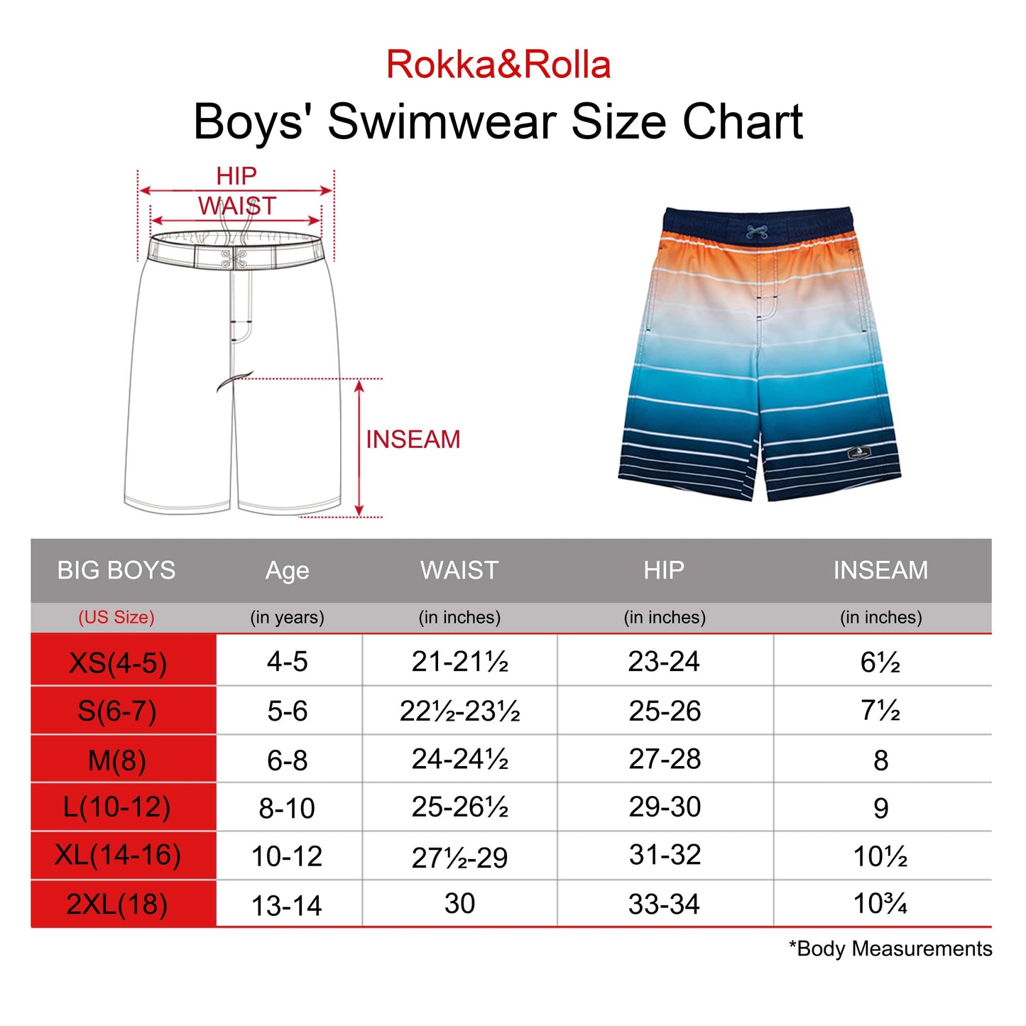 Boys' Quick Dry Mesh Lined Swim Trunks Swimwear Rokka & Rolla