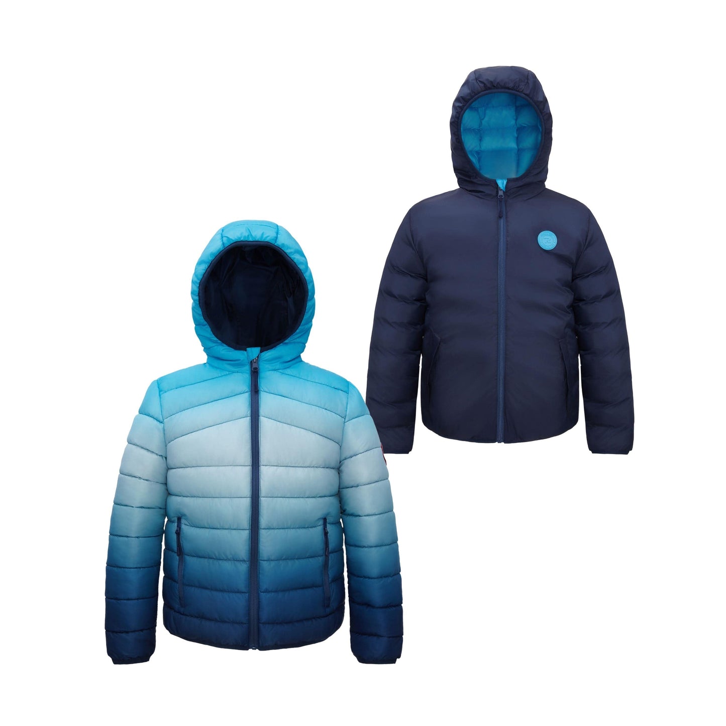 Boys' Reversible Lightweight Puffer Jacket Coats & Jackets XS (4-5) / Arctic Blue Gradient Rokka & Rolla