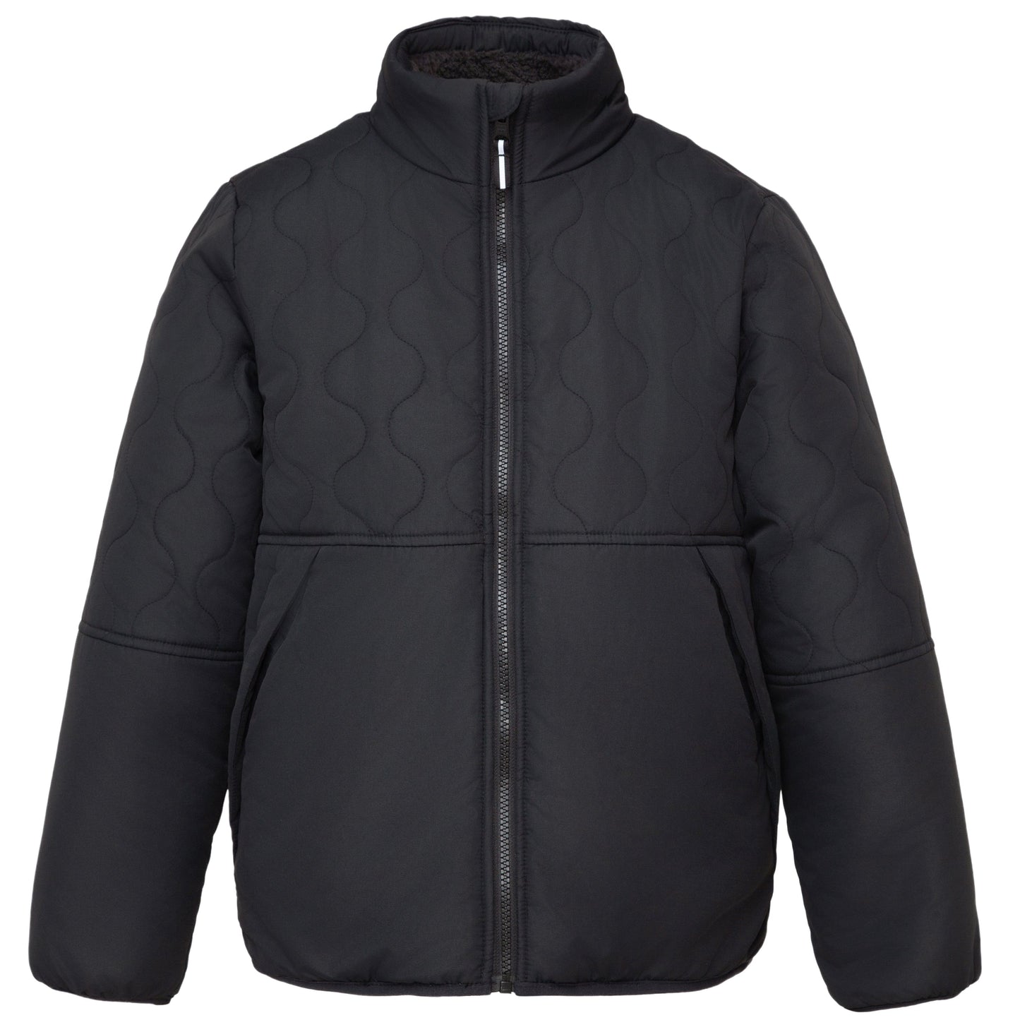 Boys Reversible Puffer Fleece Jacket Water Resistant Warm Outerwear - Black Coats & Jackets Rokka&Rolla