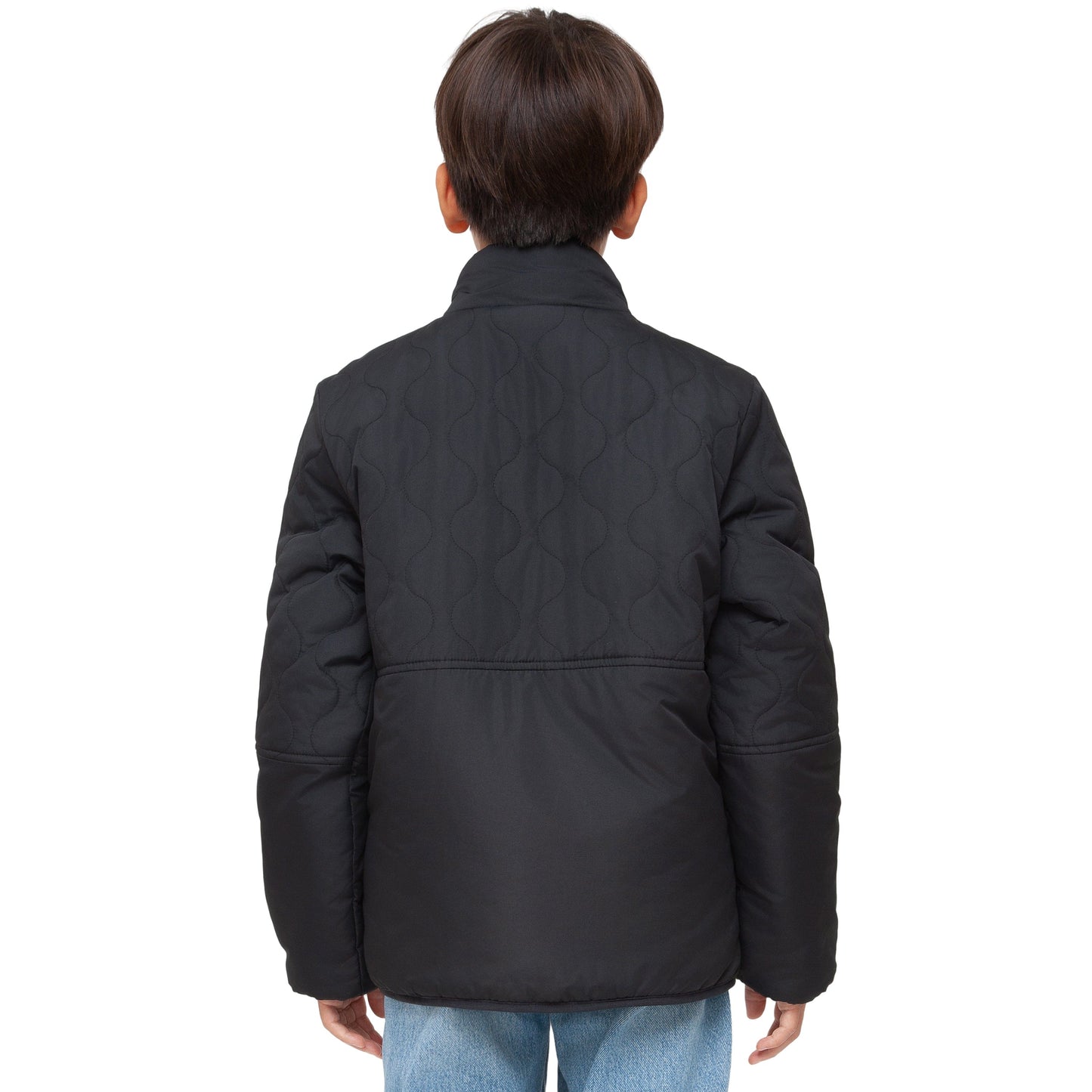 Boys Reversible Puffer Fleece Jacket Water Resistant Warm Outerwear - Black Coats & Jackets Rokka&Rolla