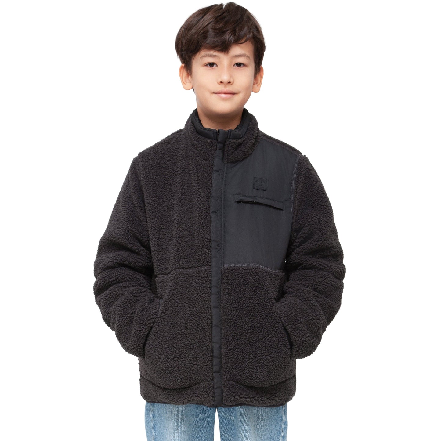 Boys Reversible Puffer Fleece Jacket Water Resistant Warm Outerwear - Black Coats & Jackets Rokka&Rolla