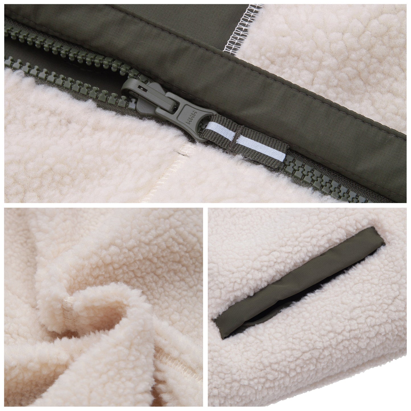 Boys Reversible Puffer Fleece Jacket Water Resistant Warm Outerwear - Olive Coats & Jackets Rokka&Rolla