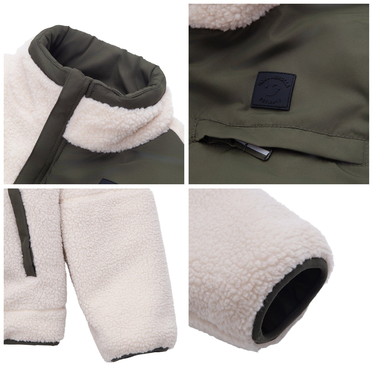 Boys Reversible Puffer Fleece Jacket Water Resistant Warm Outerwear - Olive Coats & Jackets Rokka&Rolla