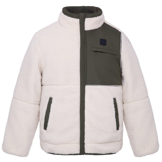 Boys Reversible Puffer Fleece Jacket Water Resistant Warm Outerwear - Olive Coats & Jackets Rokka&Rolla