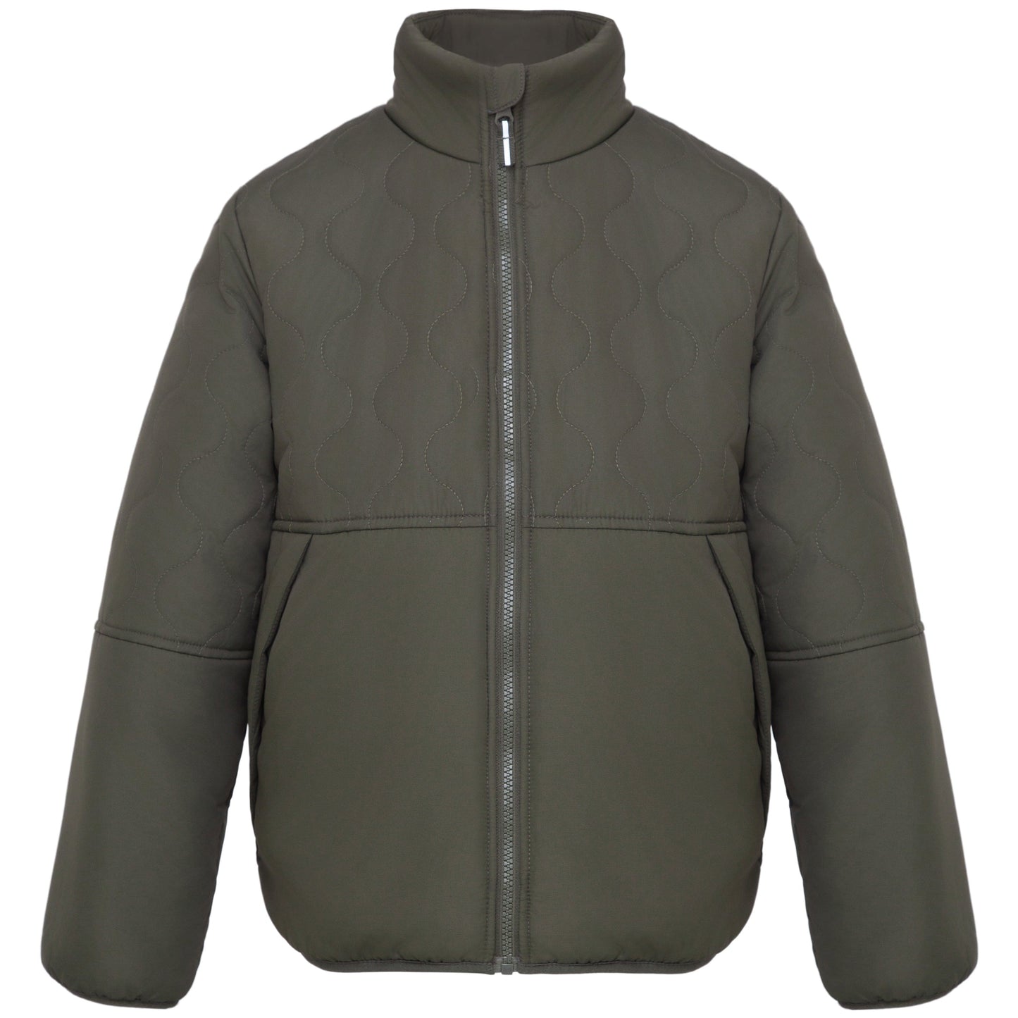 Boys Reversible Puffer Fleece Jacket Water Resistant Warm Outerwear - Olive Coats & Jackets Rokka&Rolla