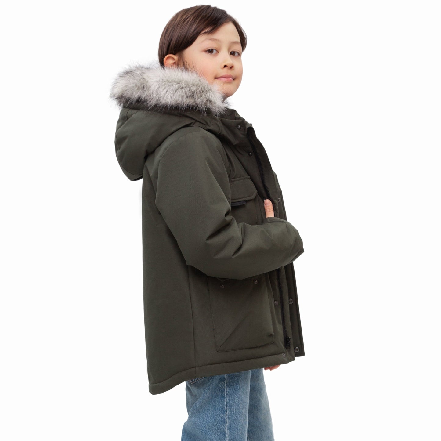 Boys' Water-Resistant Ripstop Shell Parka Jacket Fleece Lined Winter Coat Rokka&Rolla
