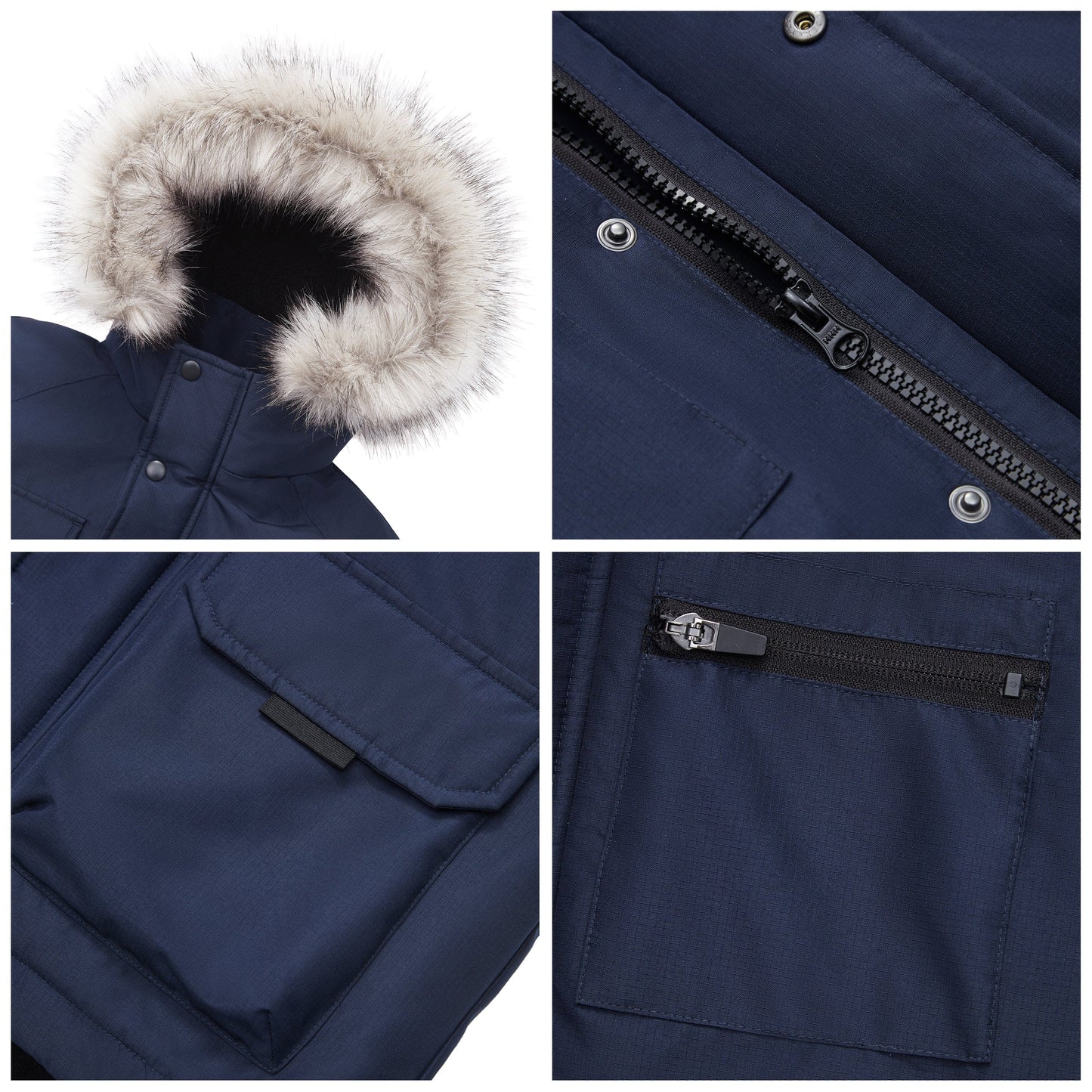 Boys' Water-Resistant Ripstop Shell Parka Jacket Fleece Lined Winter Coat Rokka&Rolla