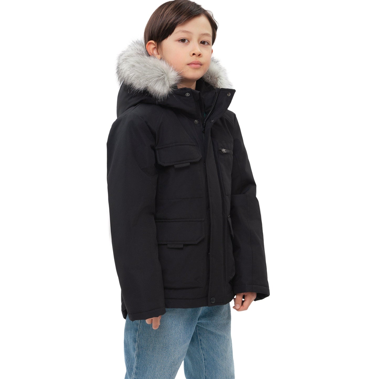 Boys' Water-Resistant Ripstop Shell Parka Jacket Fleece Lined Winter Coat Rokka&Rolla