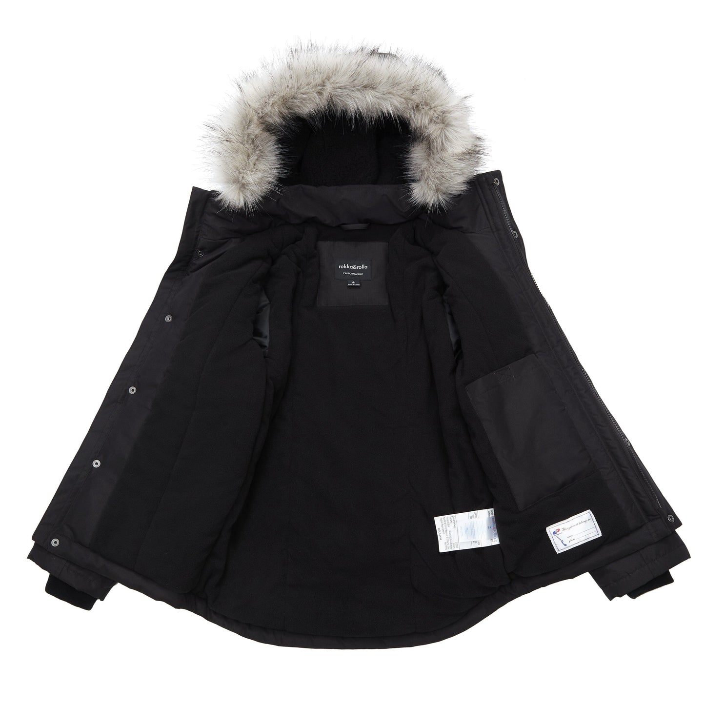 Boys' Water-Resistant Ripstop Shell Parka Jacket Fleece Lined Winter Coat Rokka&Rolla