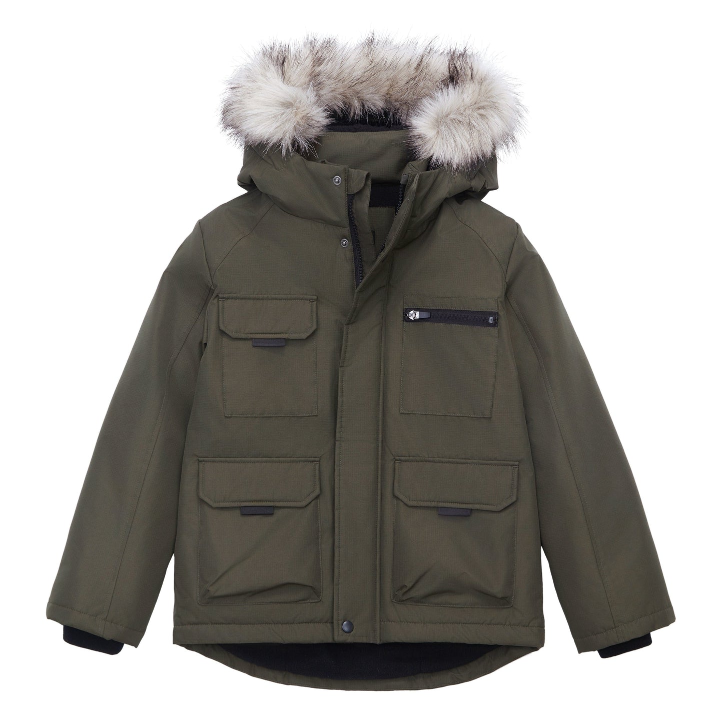 Boys' Water-Resistant Ripstop Shell Parka Jacket Fleece Lined Winter Coat XS / Olive Rokka&Rolla