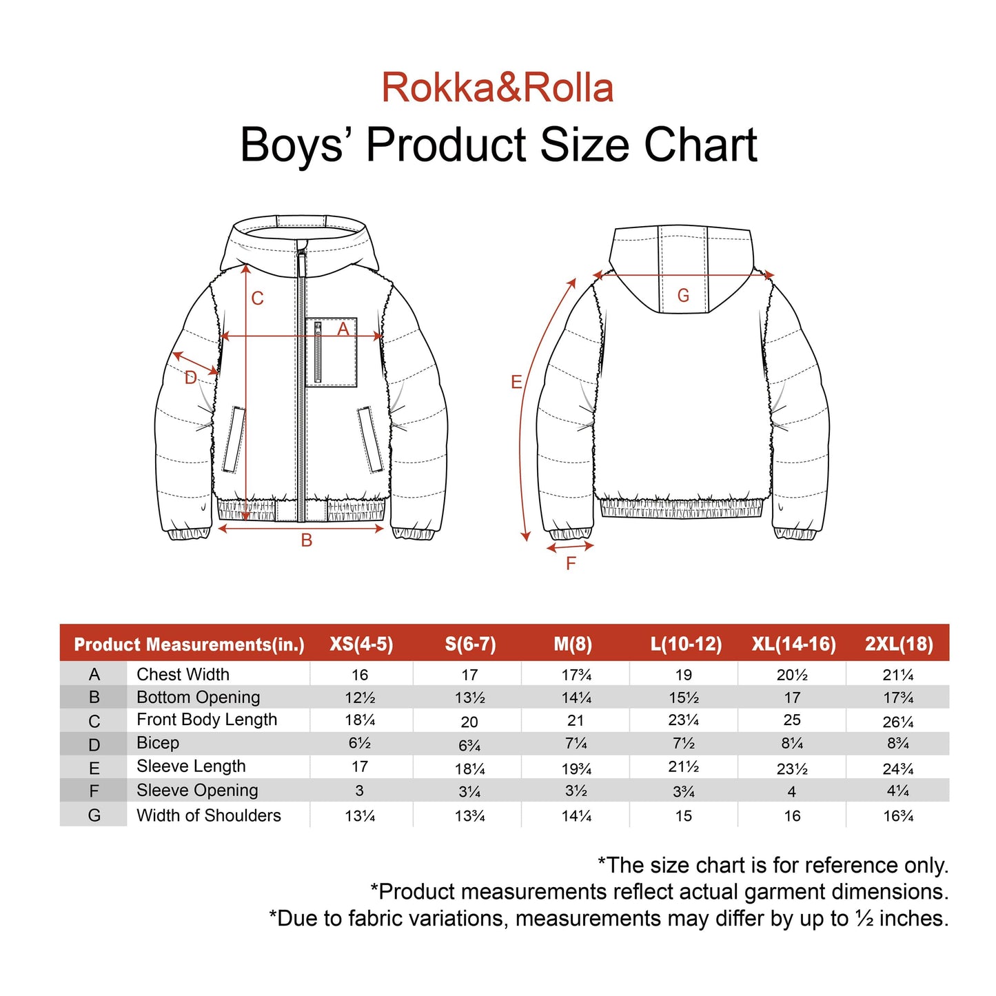 Boys' Water-Resistant Sherpa Puffer Jacket Coats & Jackets Rokka & Rolla