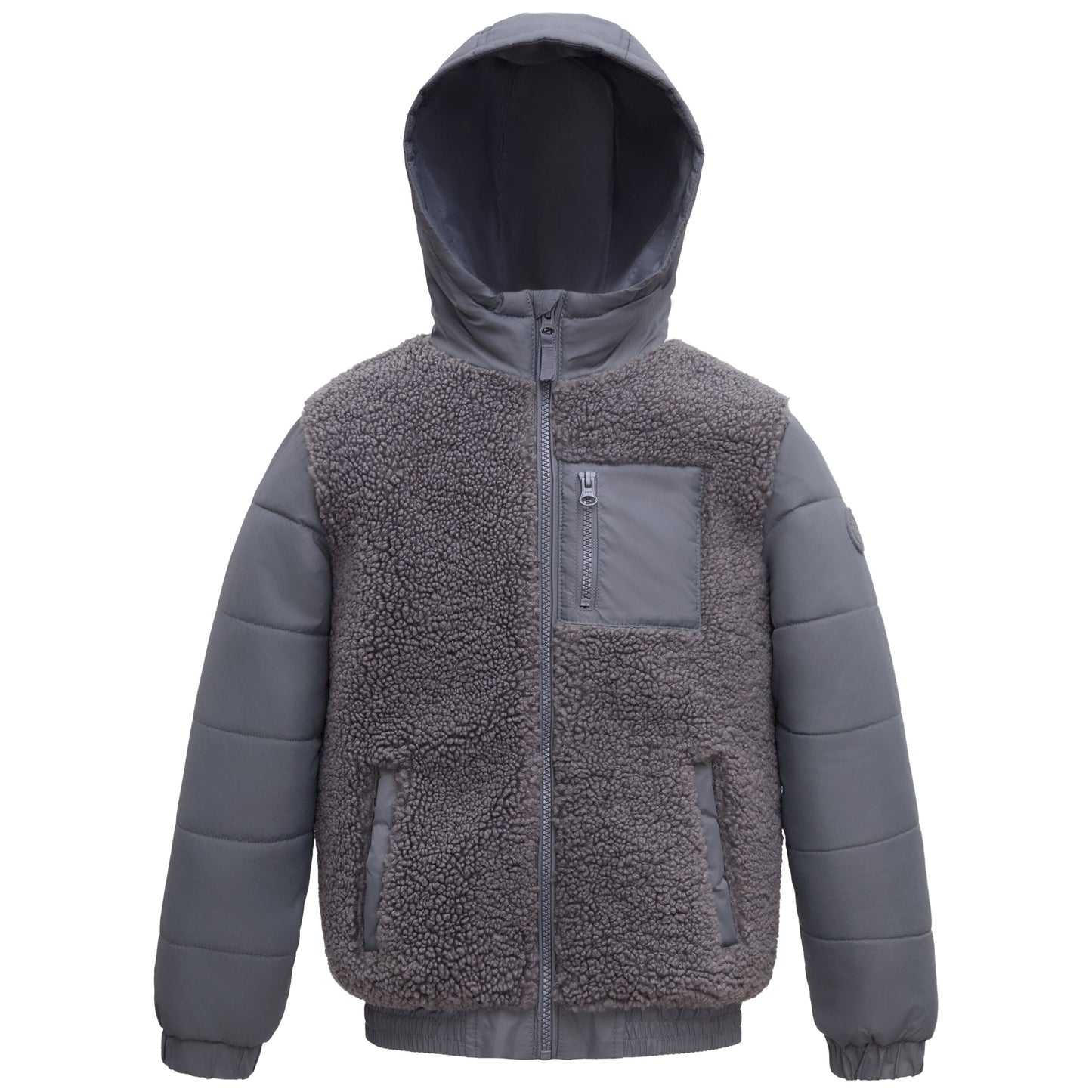 Boys' Water-Resistant Sherpa Puffer Jacket Coats & Jackets XS (4-5) / Gray Rokka & Rolla