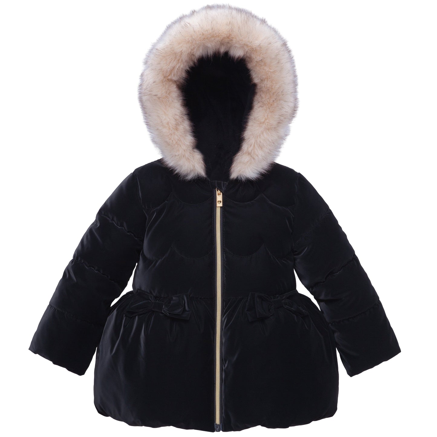 Girls Fuzzy Hooded Quilted Jacket Toddler Outerwear - Pearl Black Baby & Toddler Outerwear 2T Rokka&Rolla