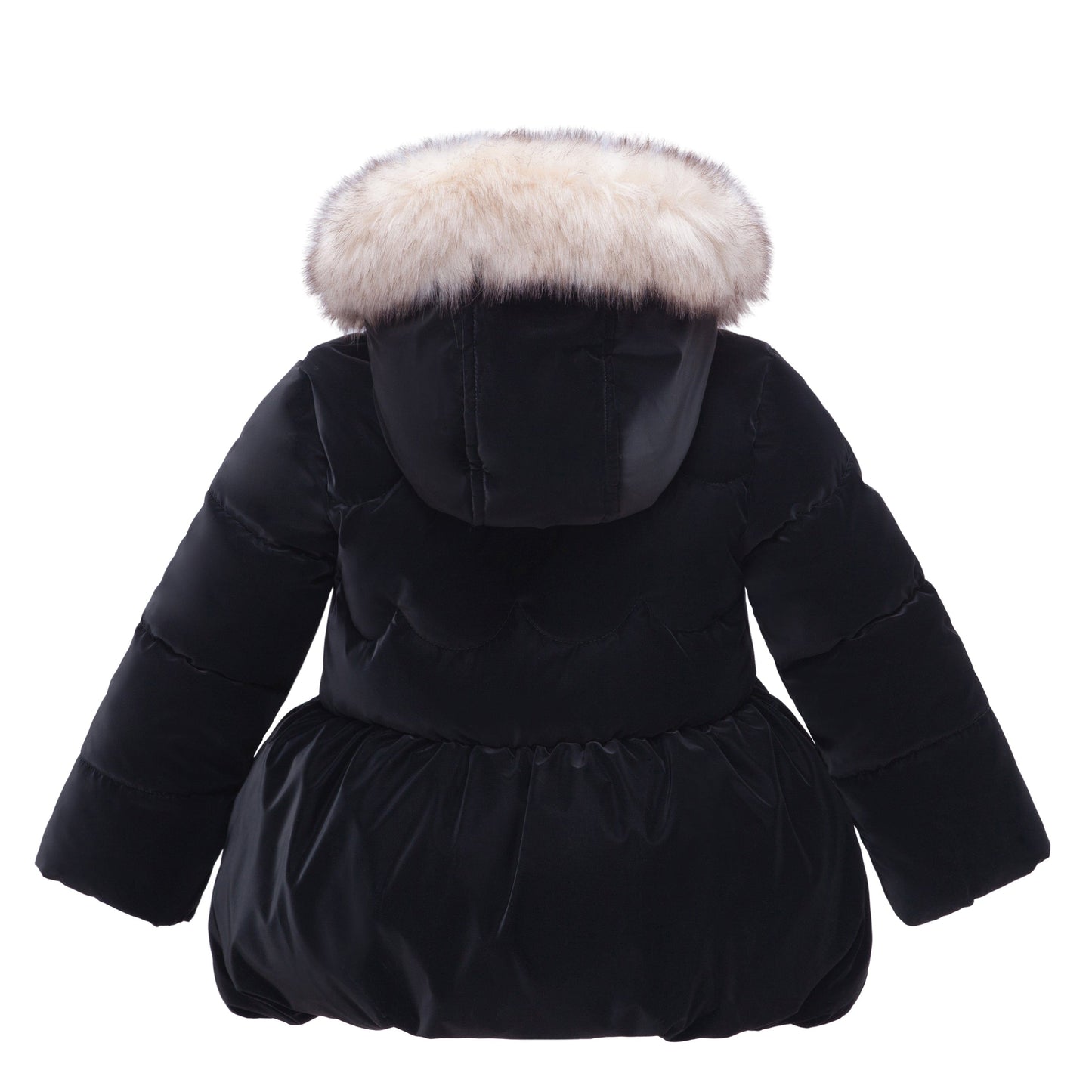 Girls Fuzzy Hooded Quilted Jacket Toddler Outerwear - Pearl Black Baby & Toddler Outerwear Rokka&Rolla