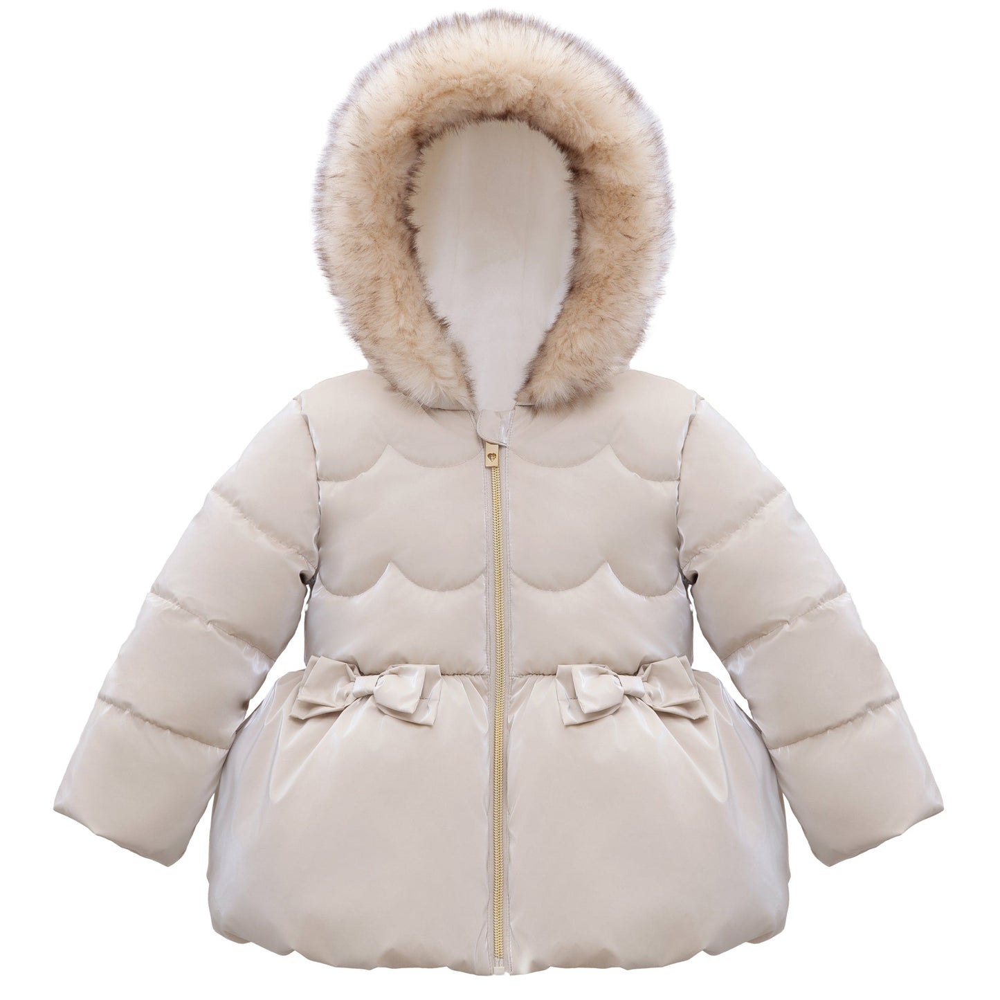 Girls Fuzzy Hooded Quilted Jacket Toddler Outerwear - Pearl Cream Baby & Toddler Outerwear 2T Rokka&Rolla