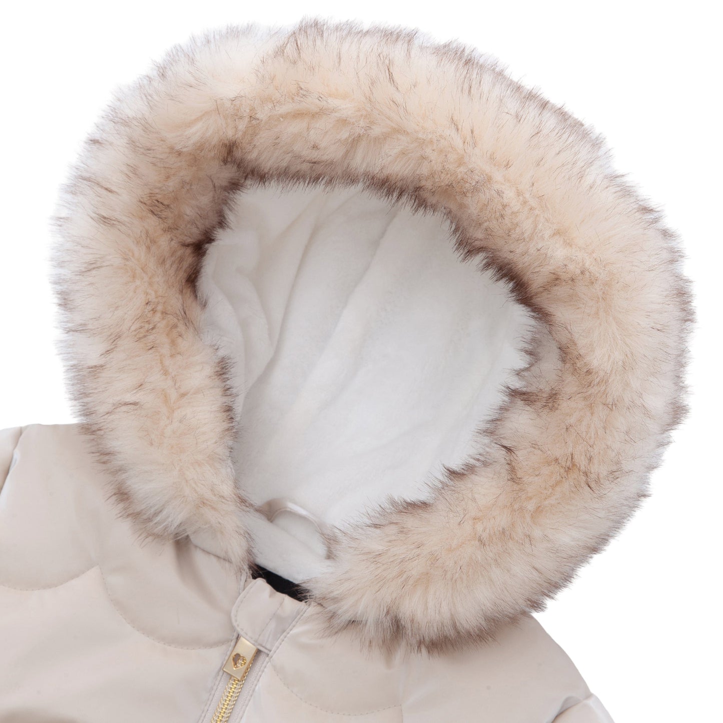 Girls Fuzzy Hooded Quilted Jacket Toddler Outerwear - Pearl Cream Baby & Toddler Outerwear Rokka&Rolla