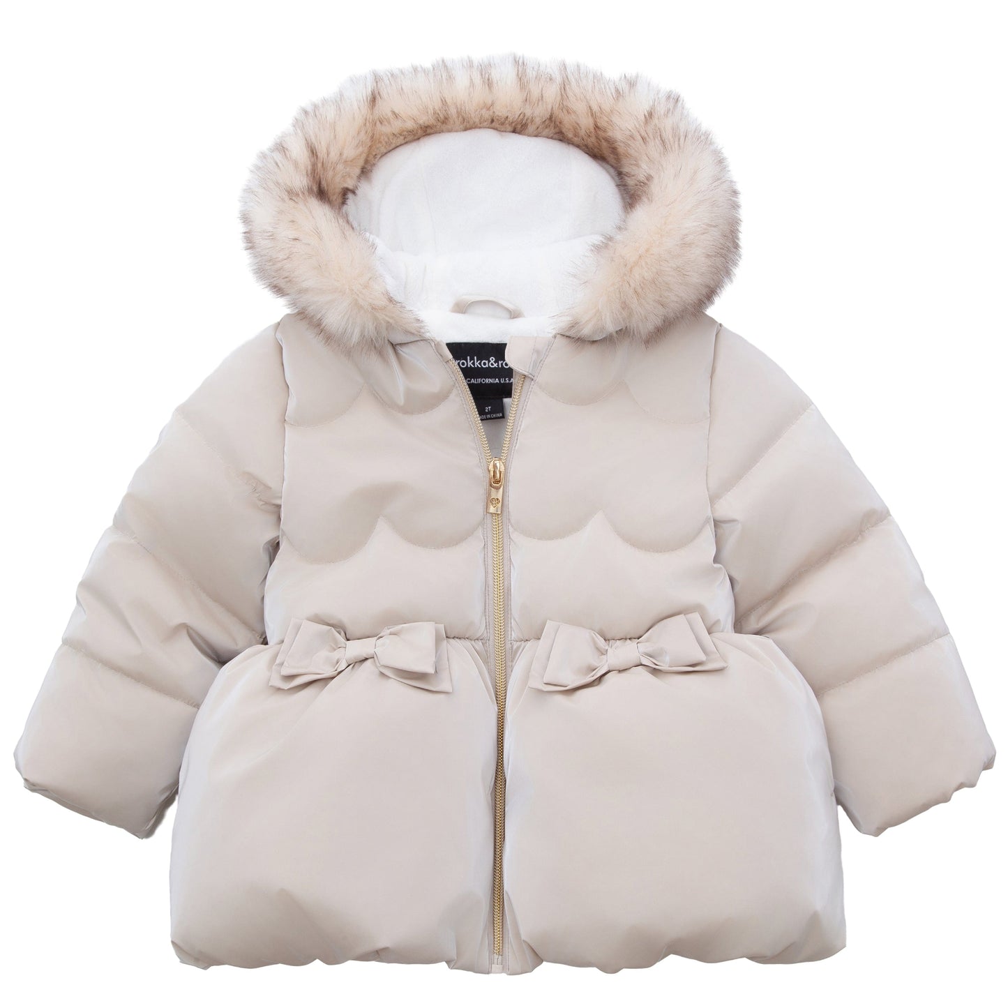 Girls Fuzzy Hooded Quilted Jacket Toddler Outerwear - Pearl Cream Baby & Toddler Outerwear Rokka&Rolla