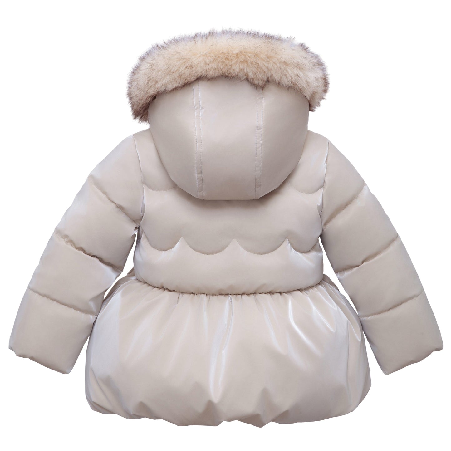 Girls Fuzzy Hooded Quilted Jacket Toddler Outerwear - Pearl Cream Baby & Toddler Outerwear Rokka&Rolla