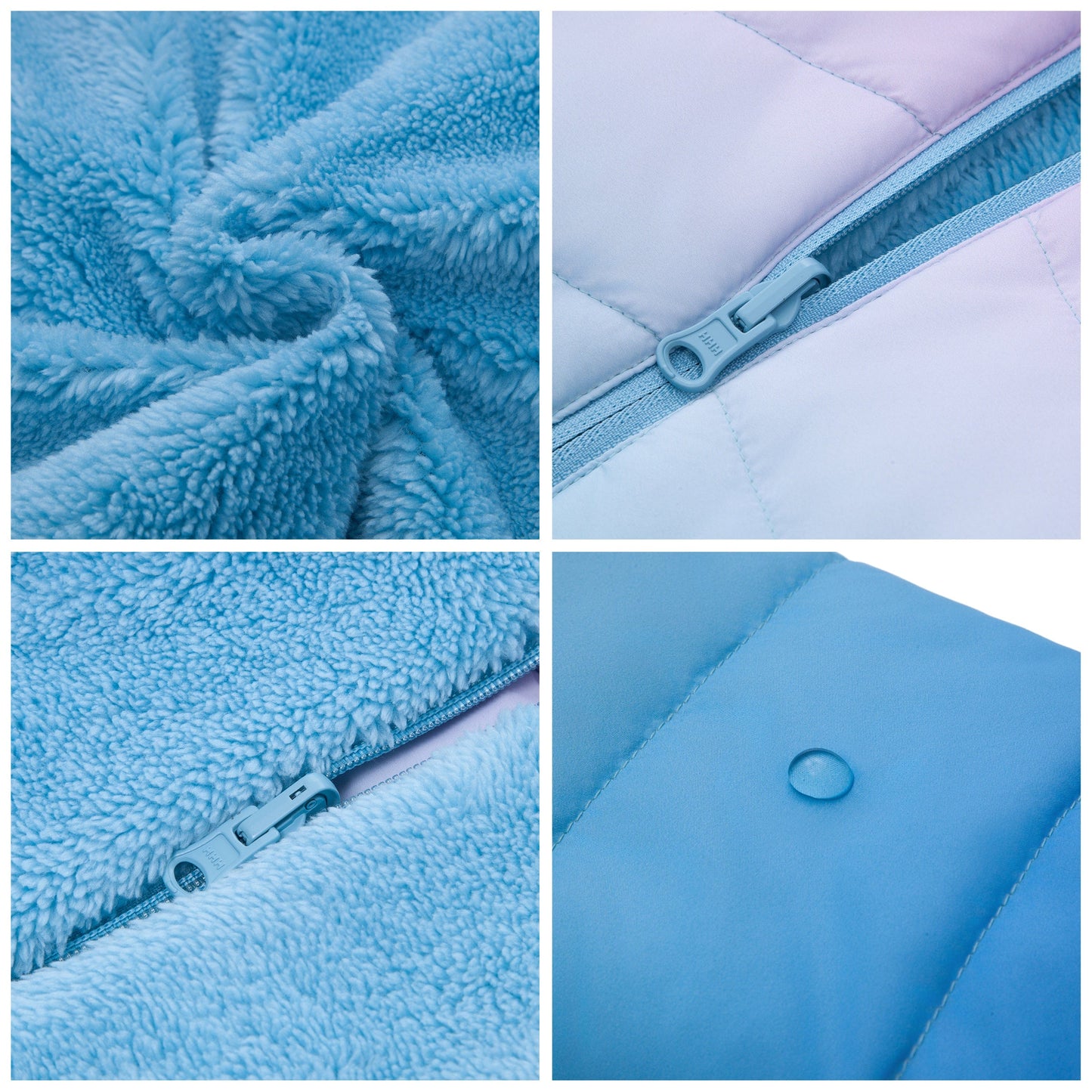 Girls Reversible Puffer Jacket with Gradient Print Solid Color Quilted Outerwear - Icy Blue Gradient Coats & Jackets Rokka&Rolla