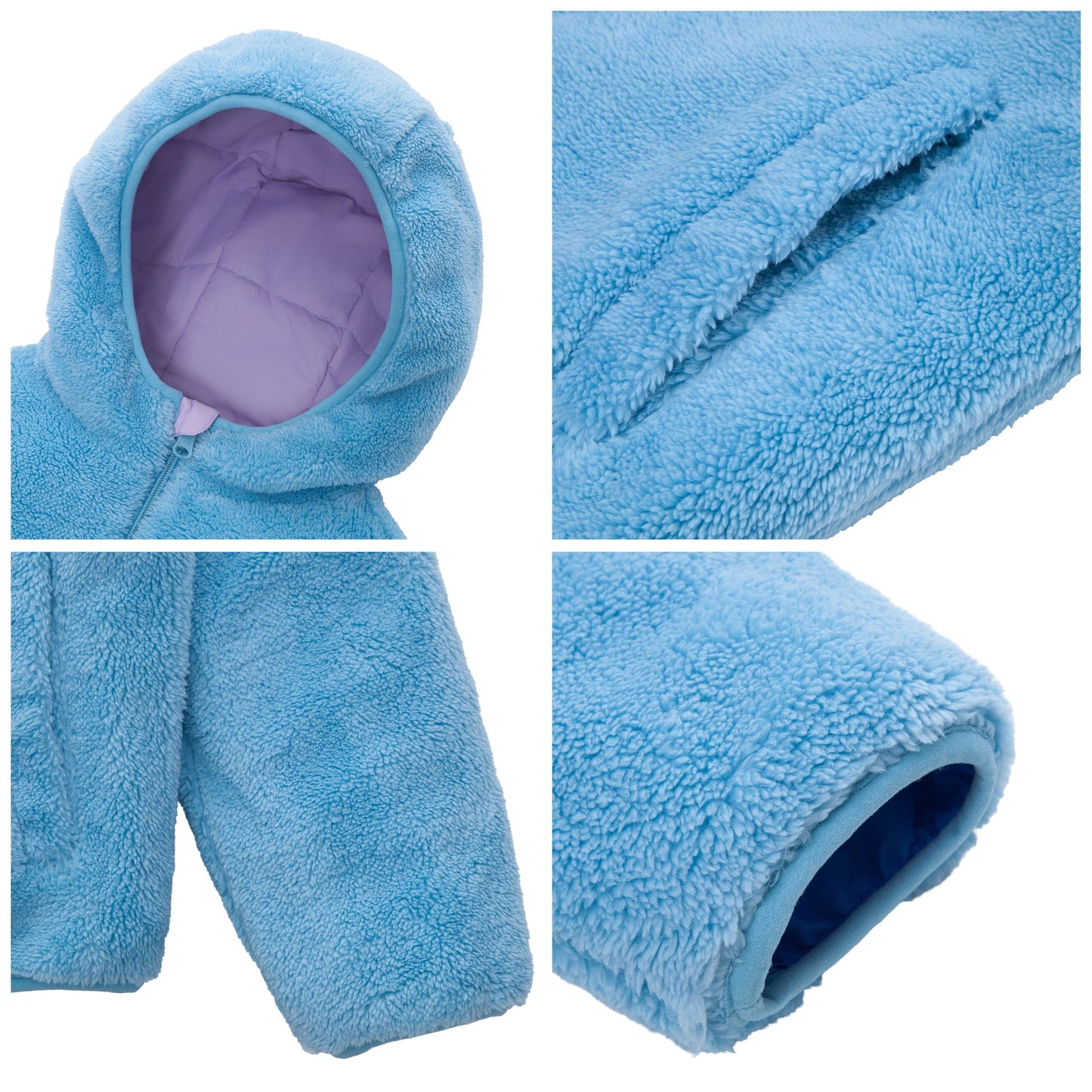 Girls Reversible Puffer Jacket with Gradient Print Solid Color Quilted Outerwear - Icy Blue Gradient Coats & Jackets Rokka&Rolla