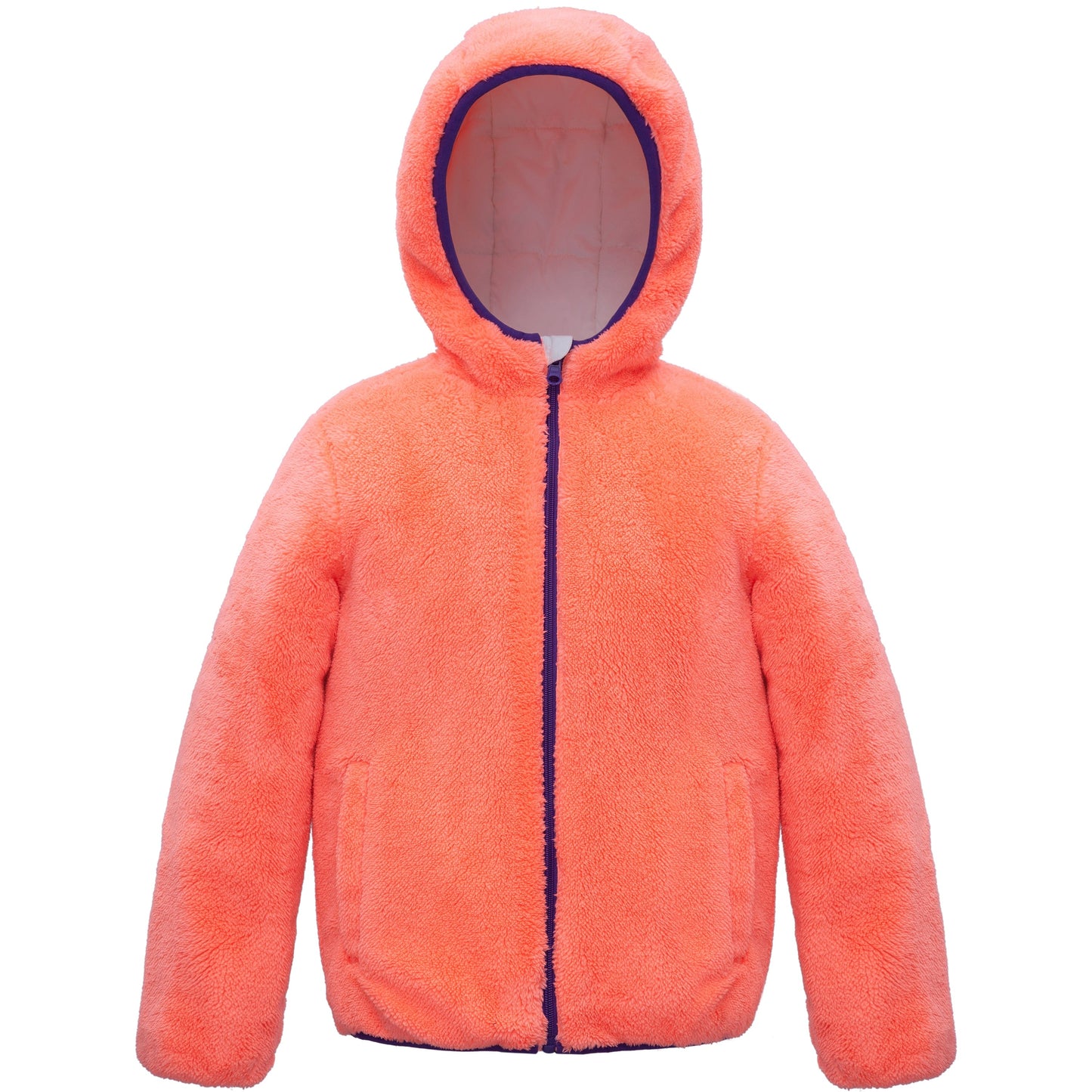 Girls Reversible Puffer Jacket with Gradient Print Solid Color Quilted Outerwear - Rose Quartz Gradient Coats & Jackets Rokka&Rolla
