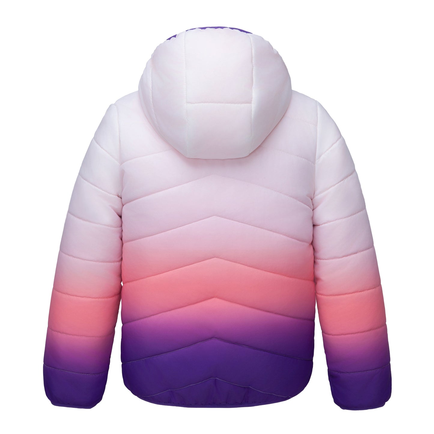 Girls Reversible Puffer Jacket with Gradient Print Solid Color Quilted Outerwear - Rose Quartz Gradient Coats & Jackets Rokka&Rolla