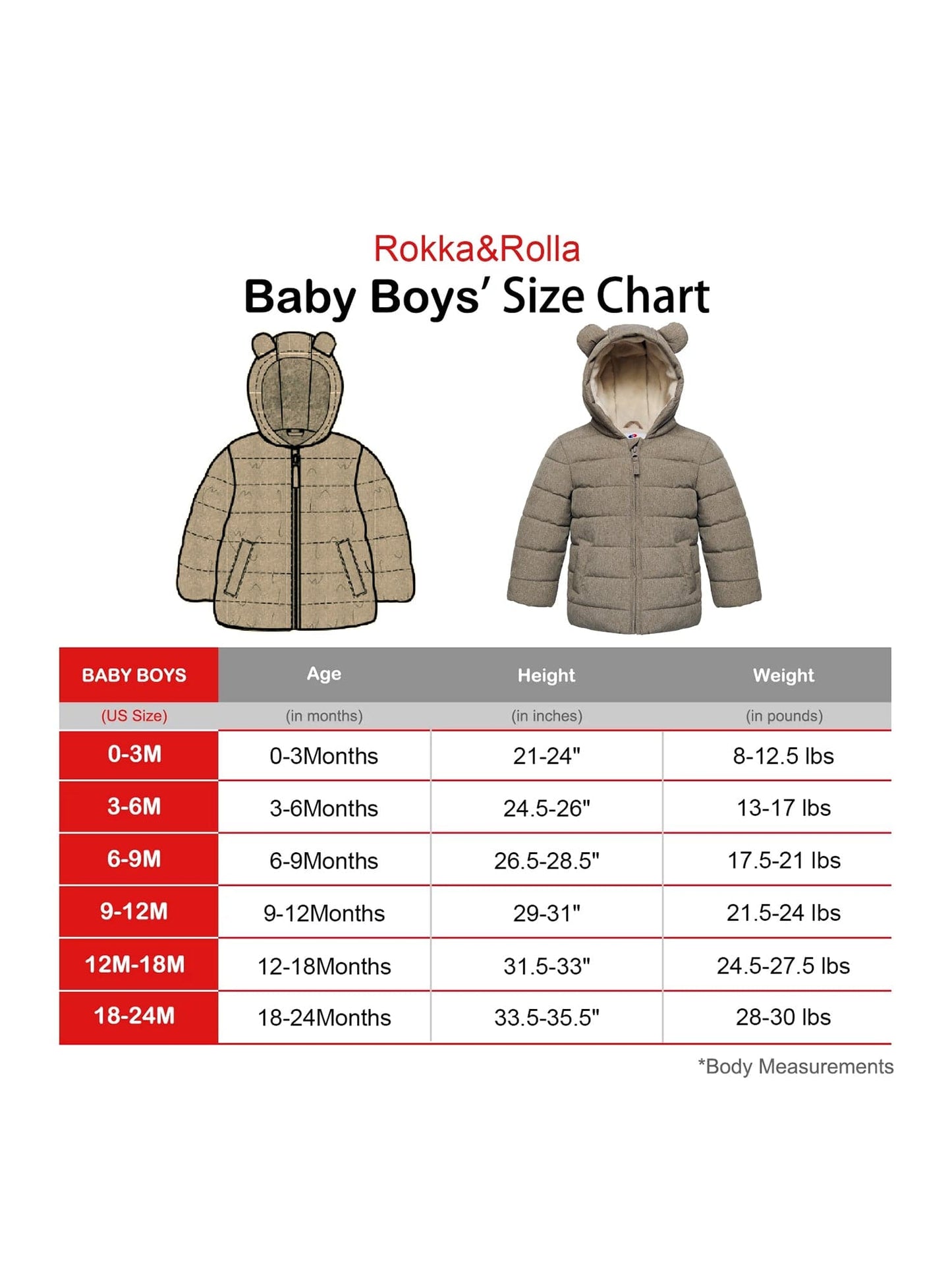 Infant Boys' Fleece Hooded Puffer Jacket Baby & Toddler Outerwear Rokka & Rolla