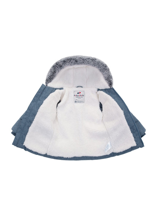 Infant Boys' Sherpa Lined Mini Fur Trim Hooded Puffer Jacket Baby & Toddler Outerwear Rokka & Rolla