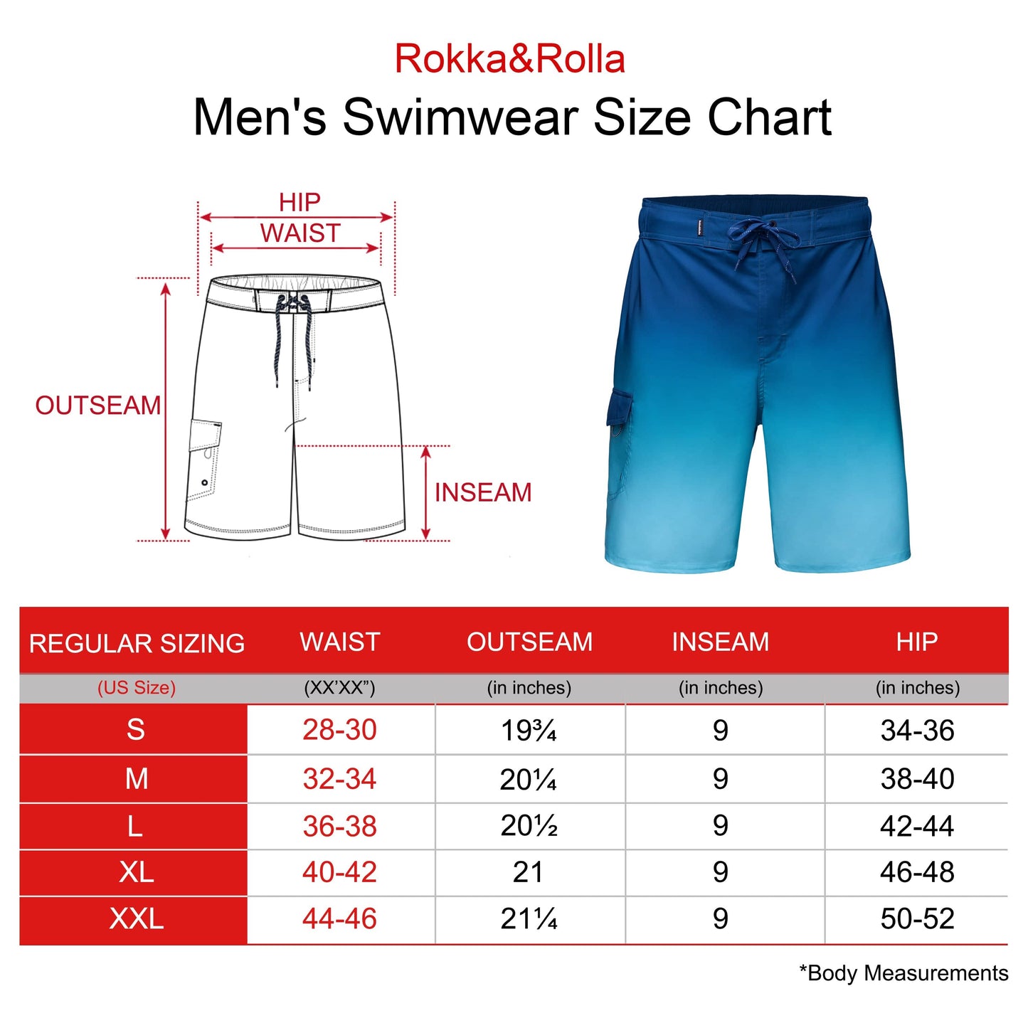 Men's 4-Way Stretch Beach Shorts Swimwear Rokka & Rolla