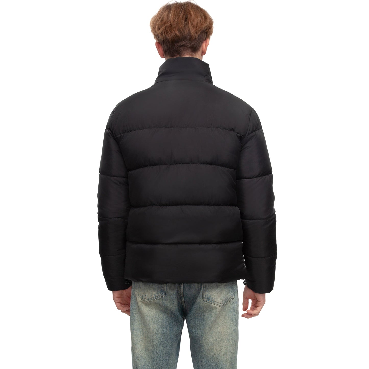 Men's Essential Puffer Jacket Water Resistant Insulated Winter Coat Stand Collar - Black Coats & Jackets Rokka&Rolla
