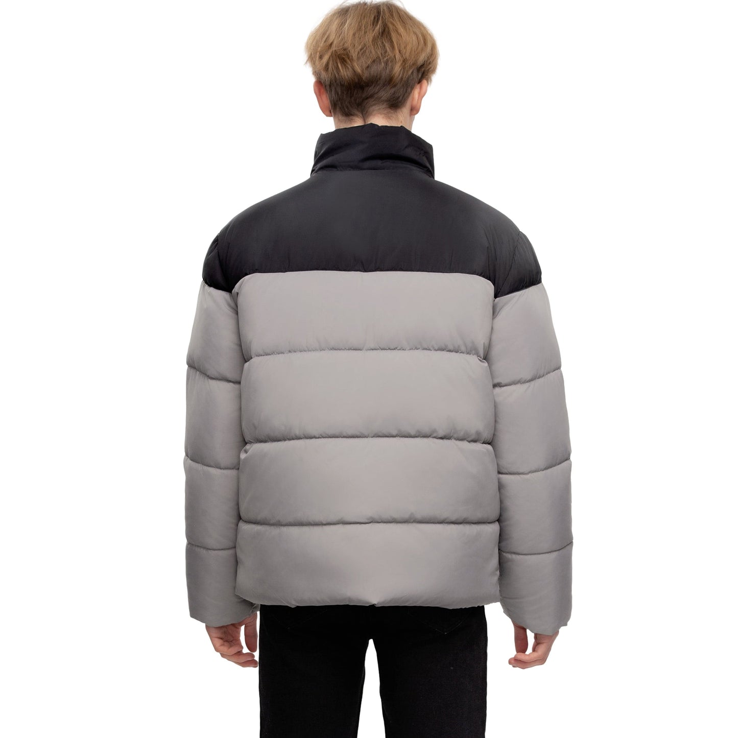 Men's Essential Puffer Jacket Water Resistant Insulated Winter Coat Stand Collar - Gray Coats & Jackets Rokka&Rolla