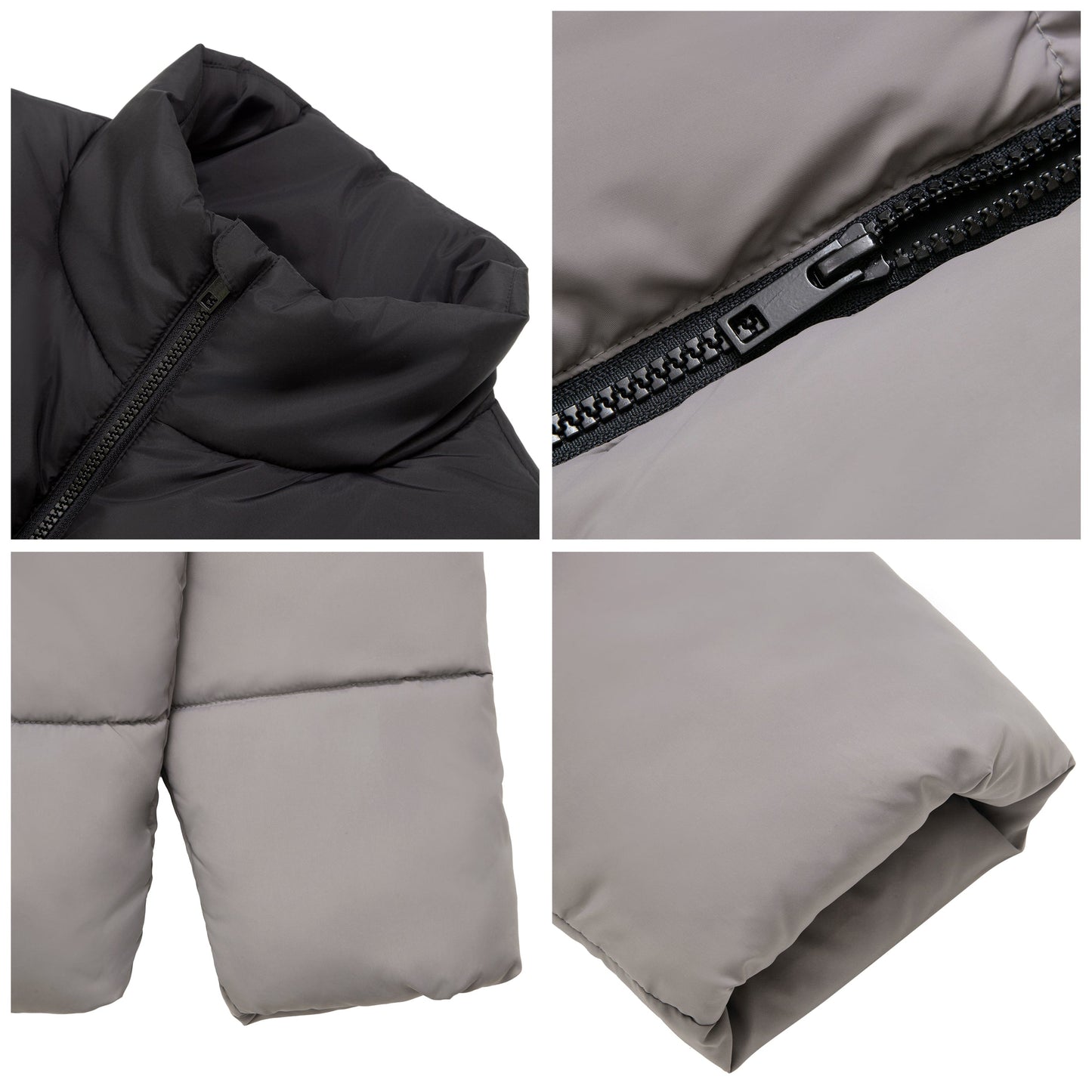 Men's Essential Puffer Jacket Water Resistant Insulated Winter Coat Stand Collar - Gray Coats & Jackets Rokka&Rolla